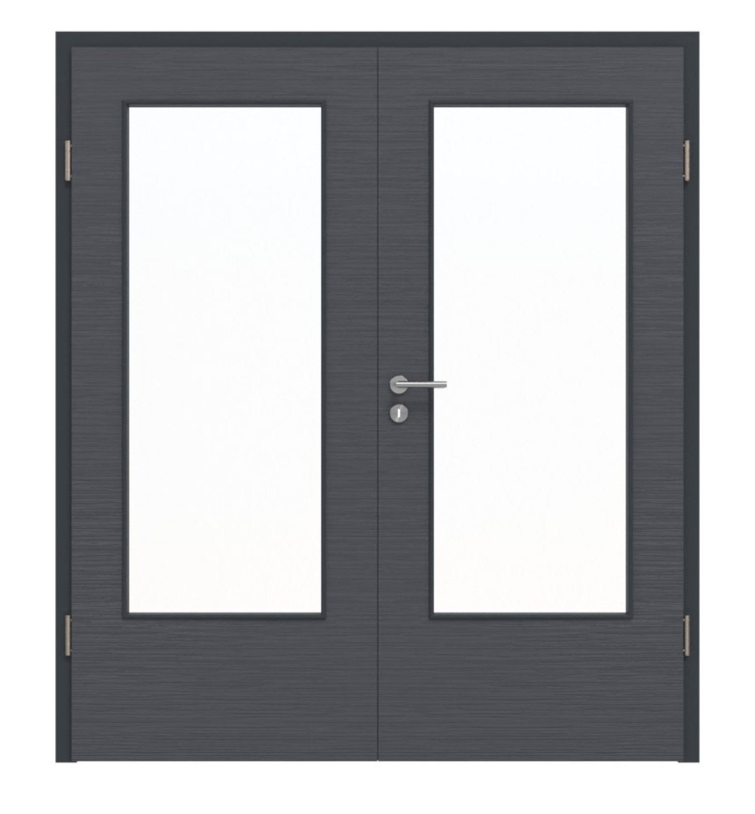 Widok z przodu podwójnych drzwi LA-DIN Strukturalne Antracytowe Basic z ościeżnicą - Huga
