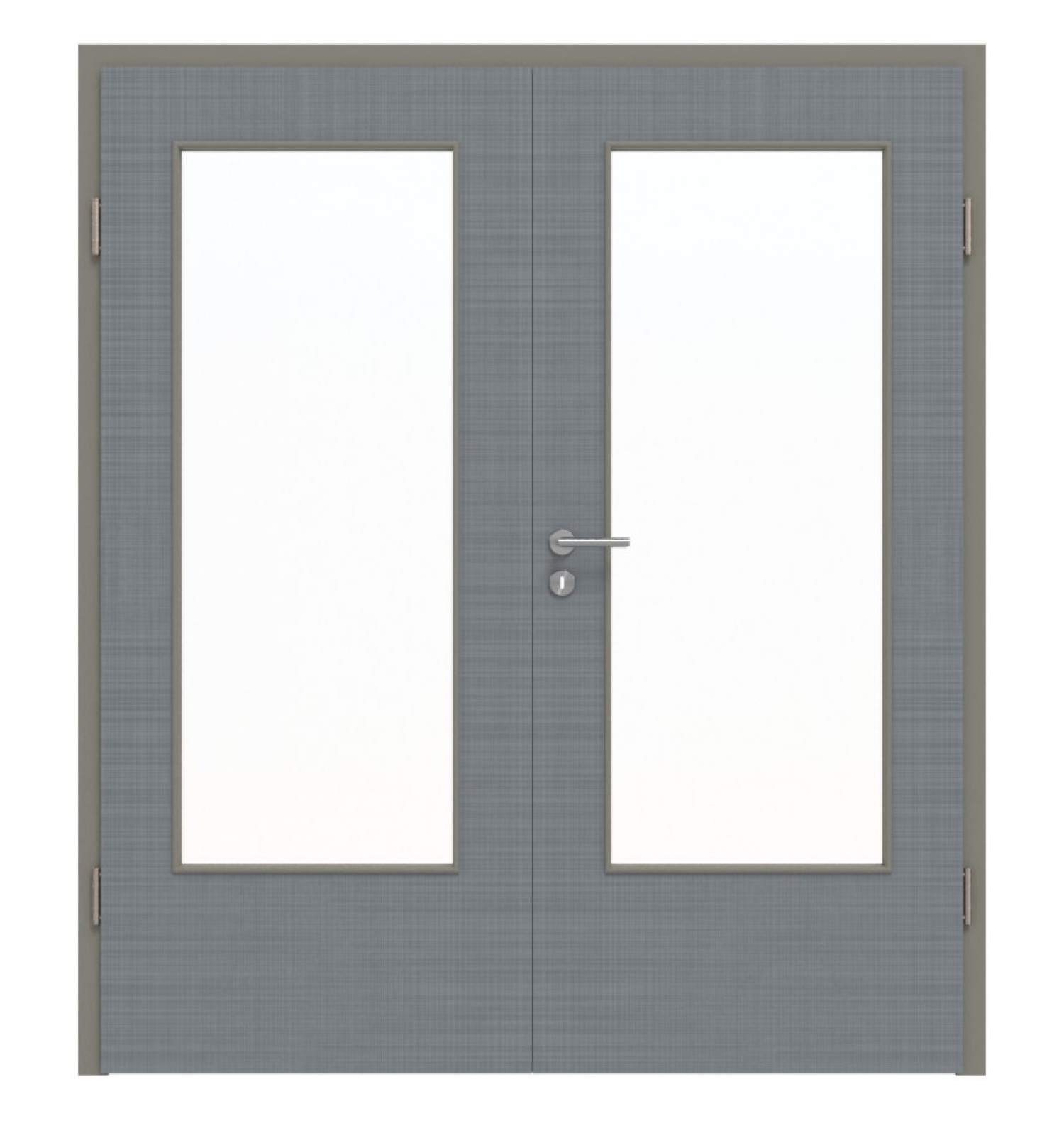 Widok z przodu podwójnych drzwi LA-DIN Cotton like Hygge Szary Basic z ościeżnicą - Huga