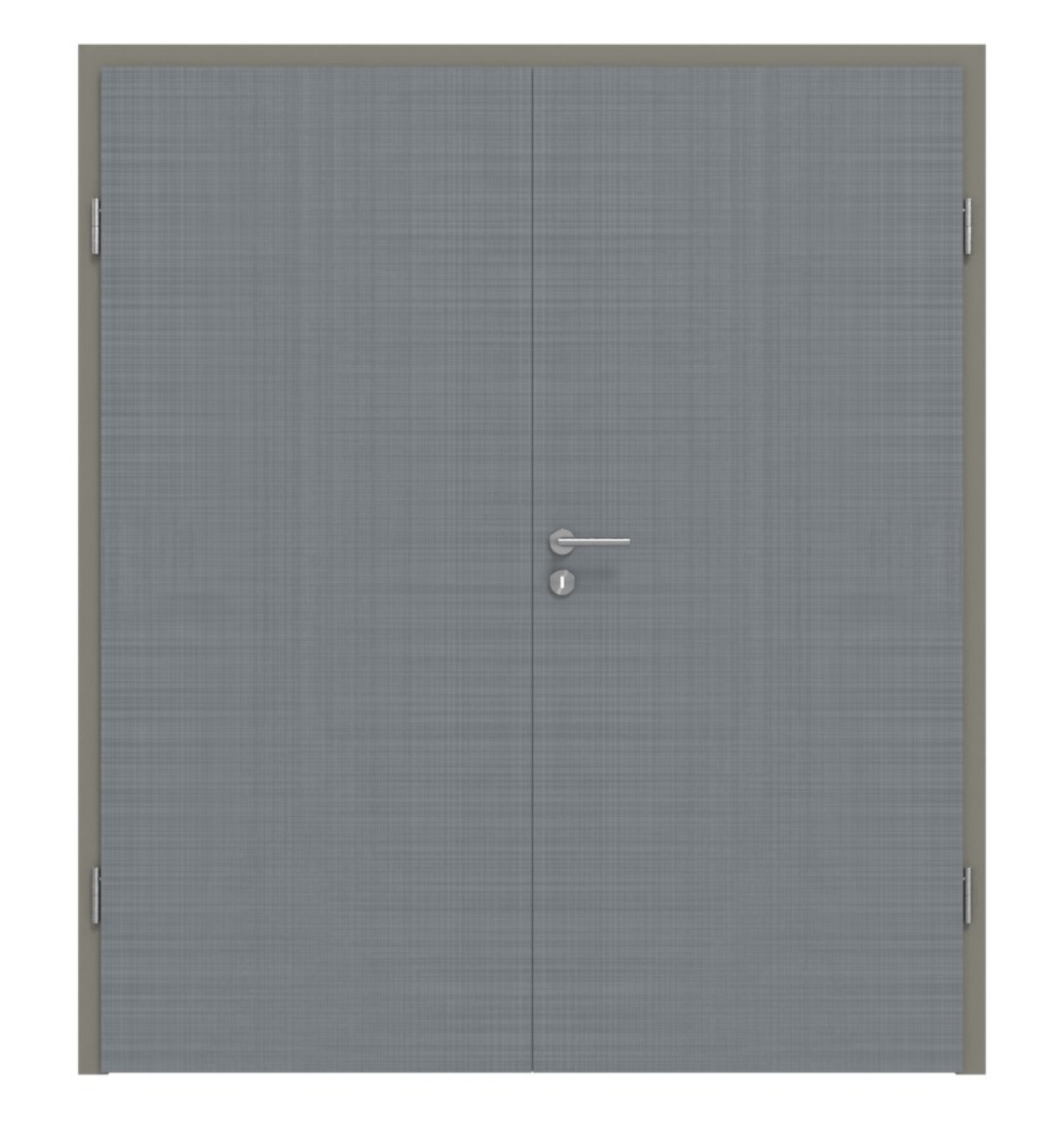 Widok z przodu podwójnych drzwi Cotton like Hygge Szary Basic z ościeżnicą - Huga