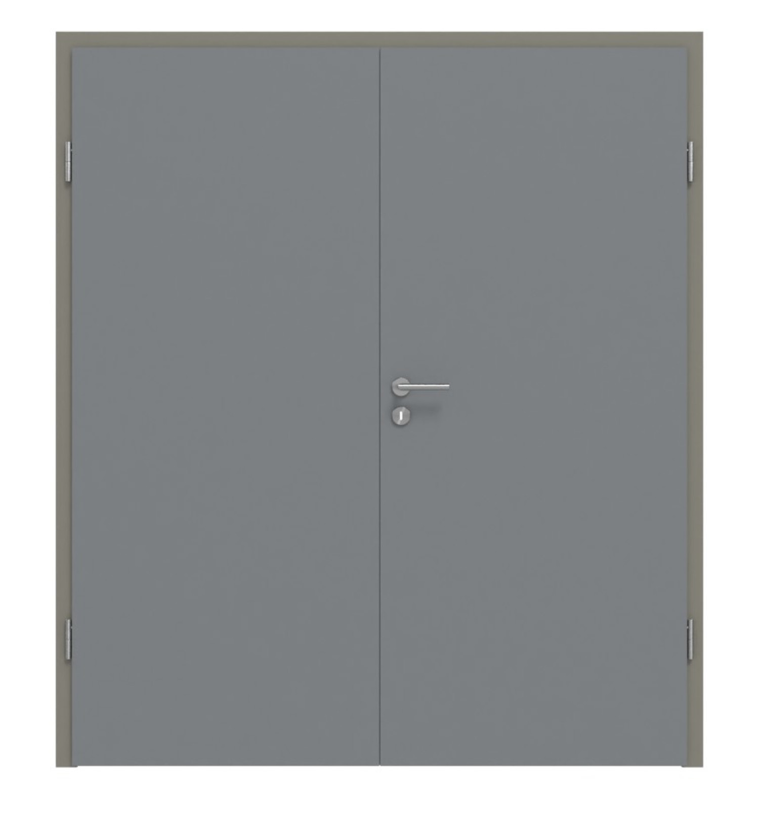 Widok z przodu podwójnych drzwi Ultramatt Hygge Szary Basic z ościeżnicą - Huga