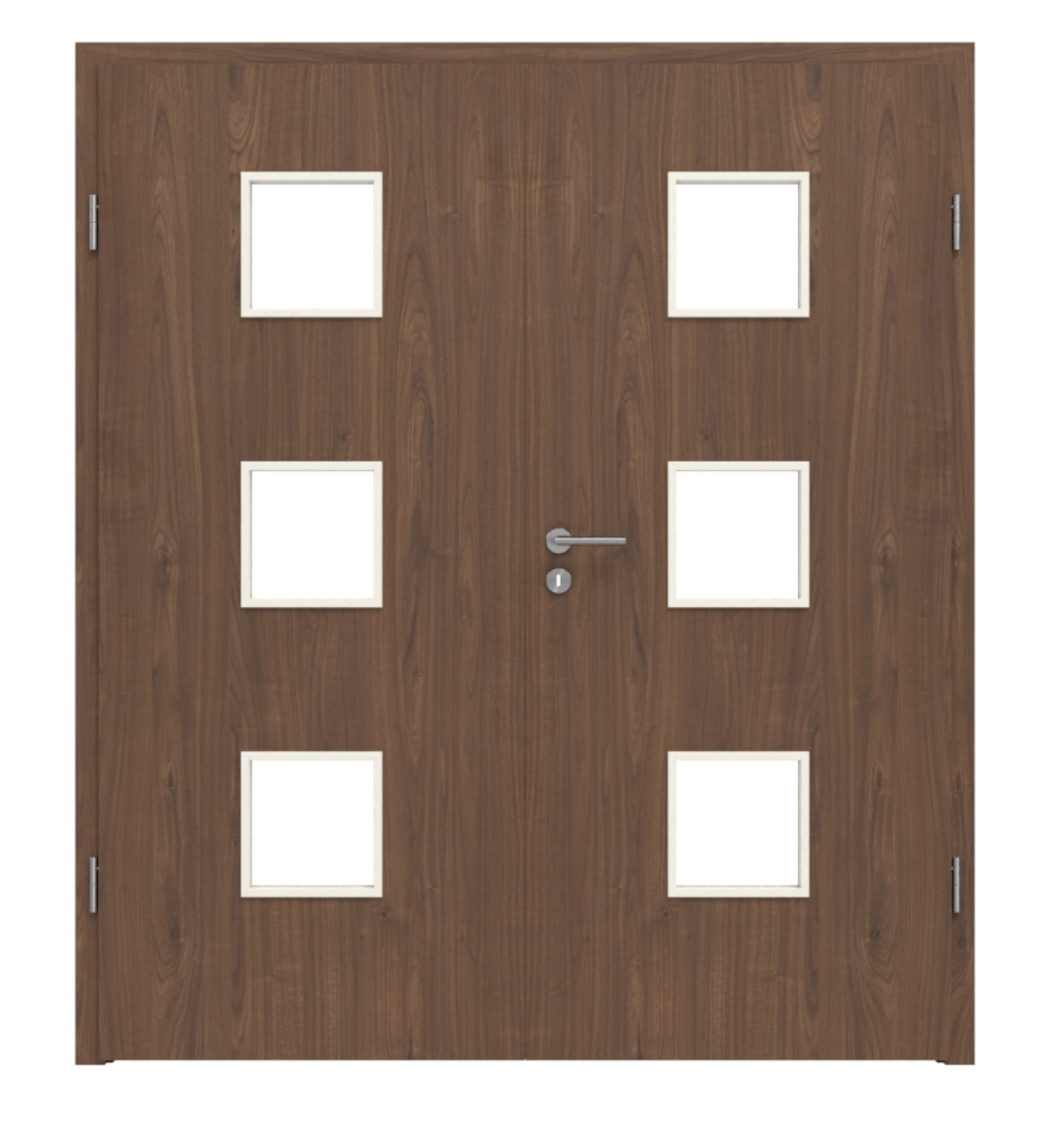 WESTAG Drzwi podwójne orzechowe Trentino NU 717 Portalit CPL z przeszkleniem LA-3 w komplecie z ościeżnicą