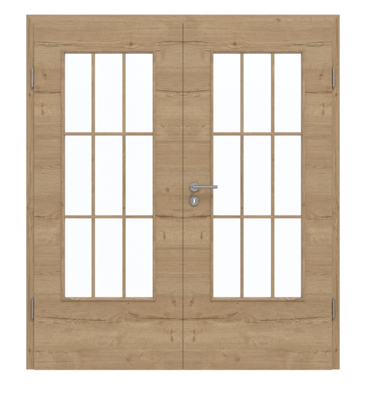 GARANT Drzwi podwójne wraz z ościeżnicą układ poprzeczny Authentic Dąb szczelinowy CePaL z przeszkleniem LA-DIN słupek SP2