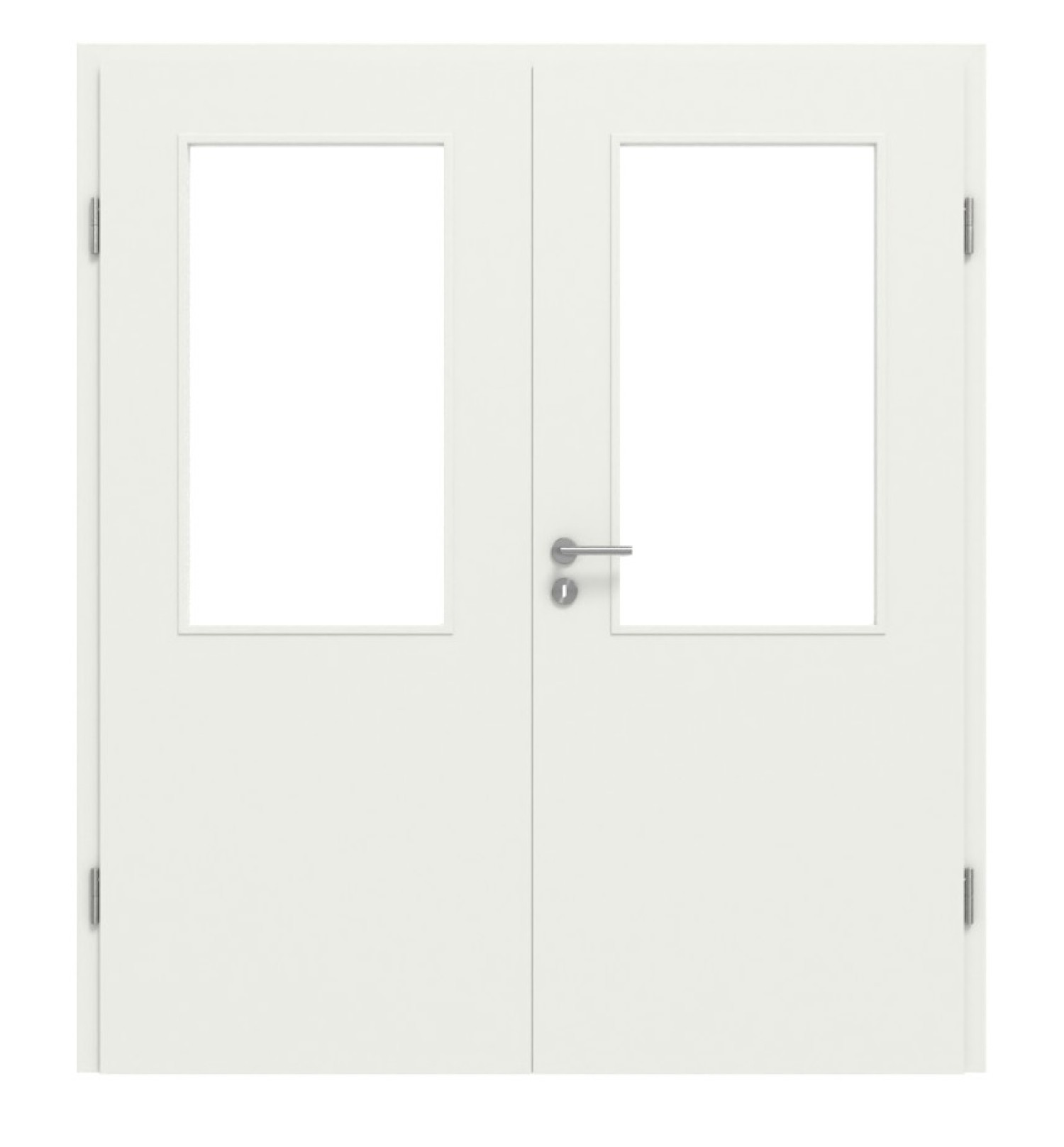 Widok frontowy podwójnych drzwi LA 01 Białe RAL 9003 CPL z ościeżnicą - Classen