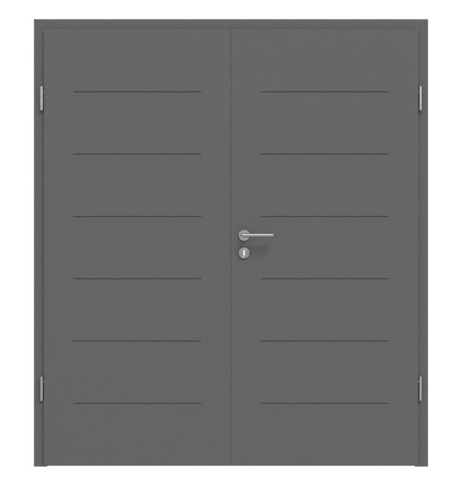 Widok frontowy drzwi podwójnych Huga Signum 11 Hygge szary RAL 7037 Lakier Concept z ościeżnicą