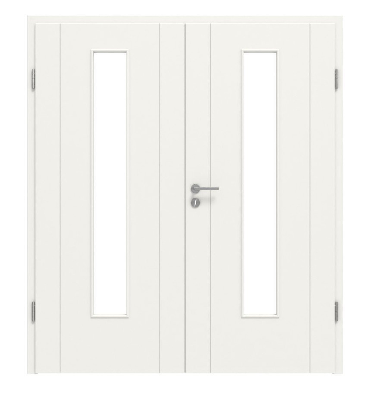 HÖRMANN Drzwi podwójne Groove 16 Weißlack DesignLine z przeszkleniem LA 24 centralnie z ościeżnicą