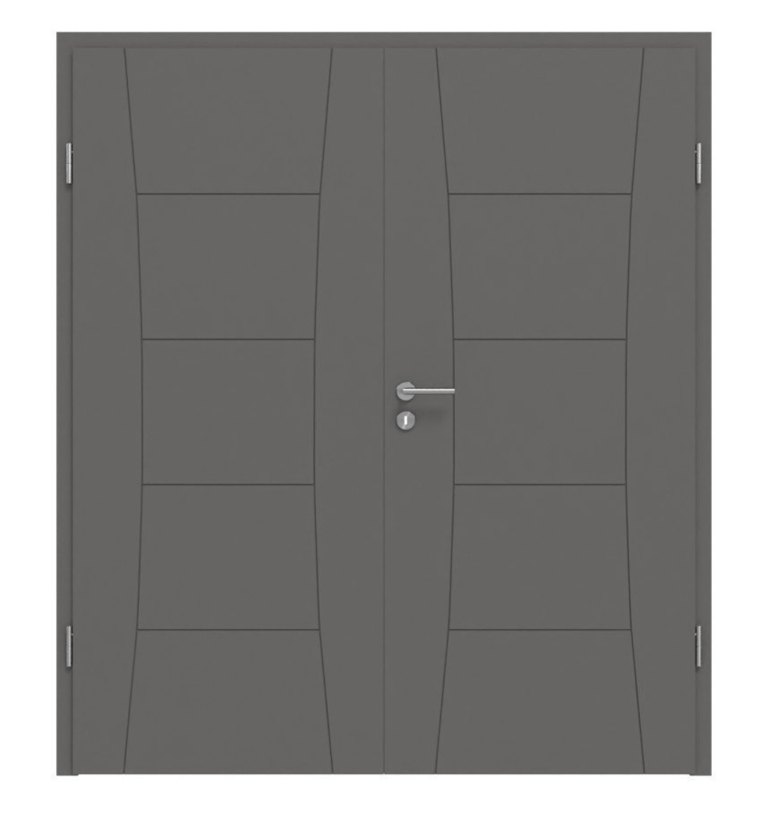 Widok frontowy drzwi podwójnych Huga Signum 22 Hygge szary RAL 7037 Lakier Concept z ościeżnicą