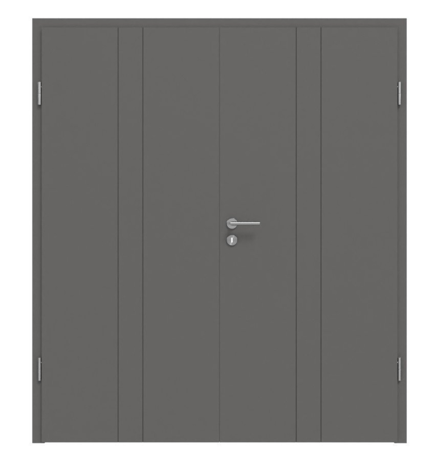 Widok frontowy drzwi podwójnych Huga Signum 23 Hygge szary RAL 7037 Lakier Concept z ościeżnicą