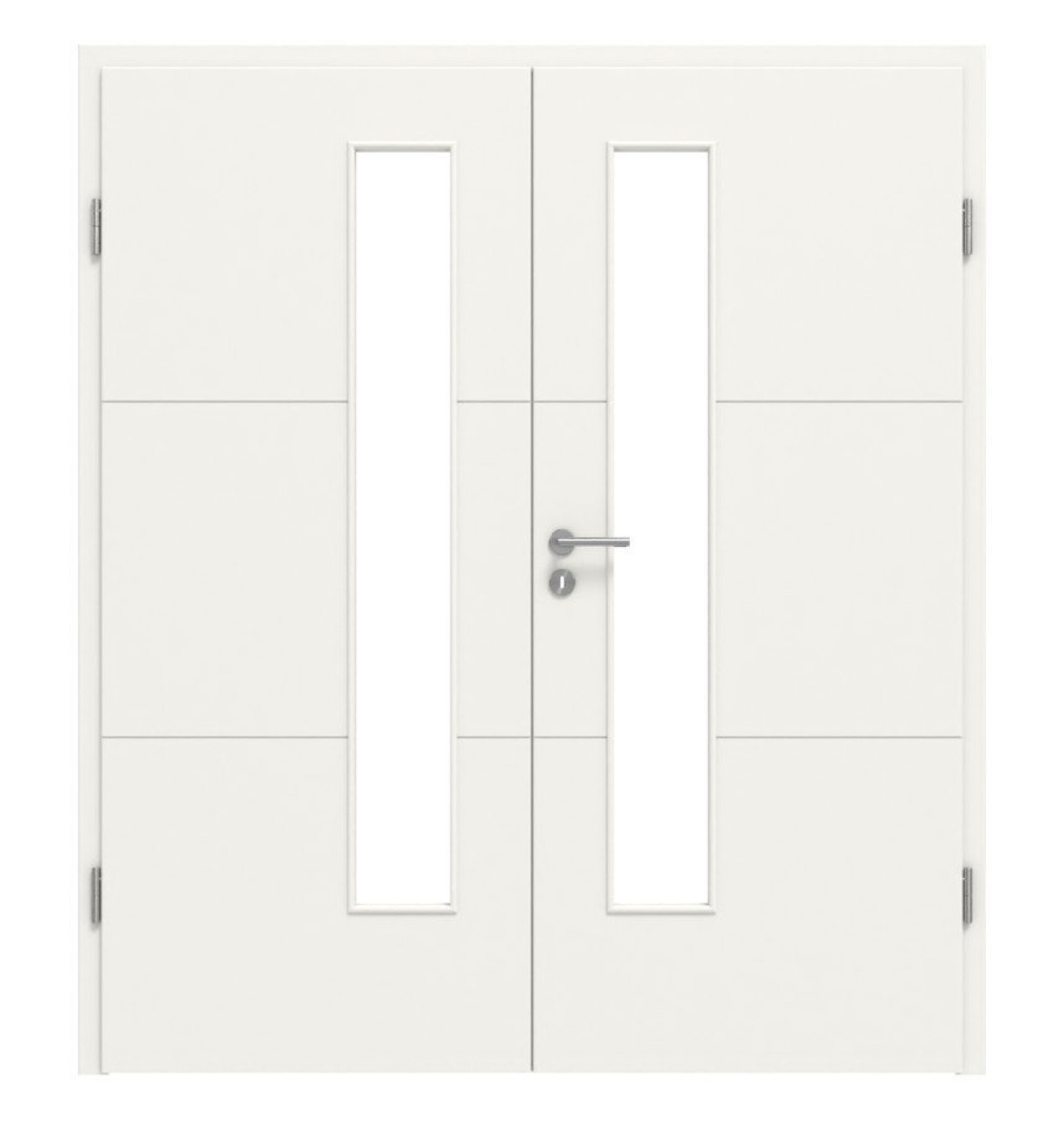 HÖRMANN Drzwi podwójne Groove 31 Biały lakier DesignLine z przeszkleniem LA 24 po stronie zamka z ościeżnicą