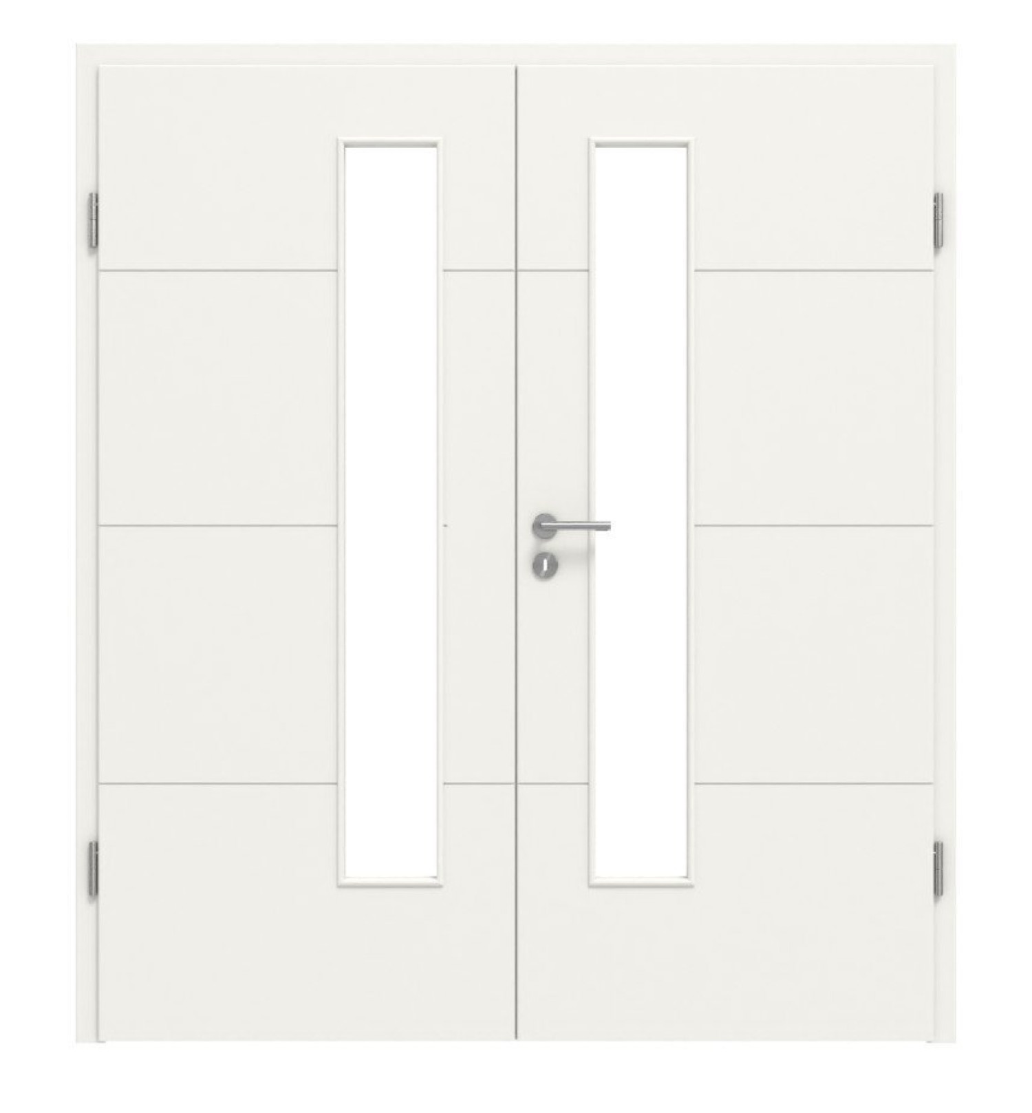 HÖRMANN Drzwi podwójne Groove 34 Weißlack DesignLine z przeszkleniem LA 24 po stronie zamka z ościeżnicą