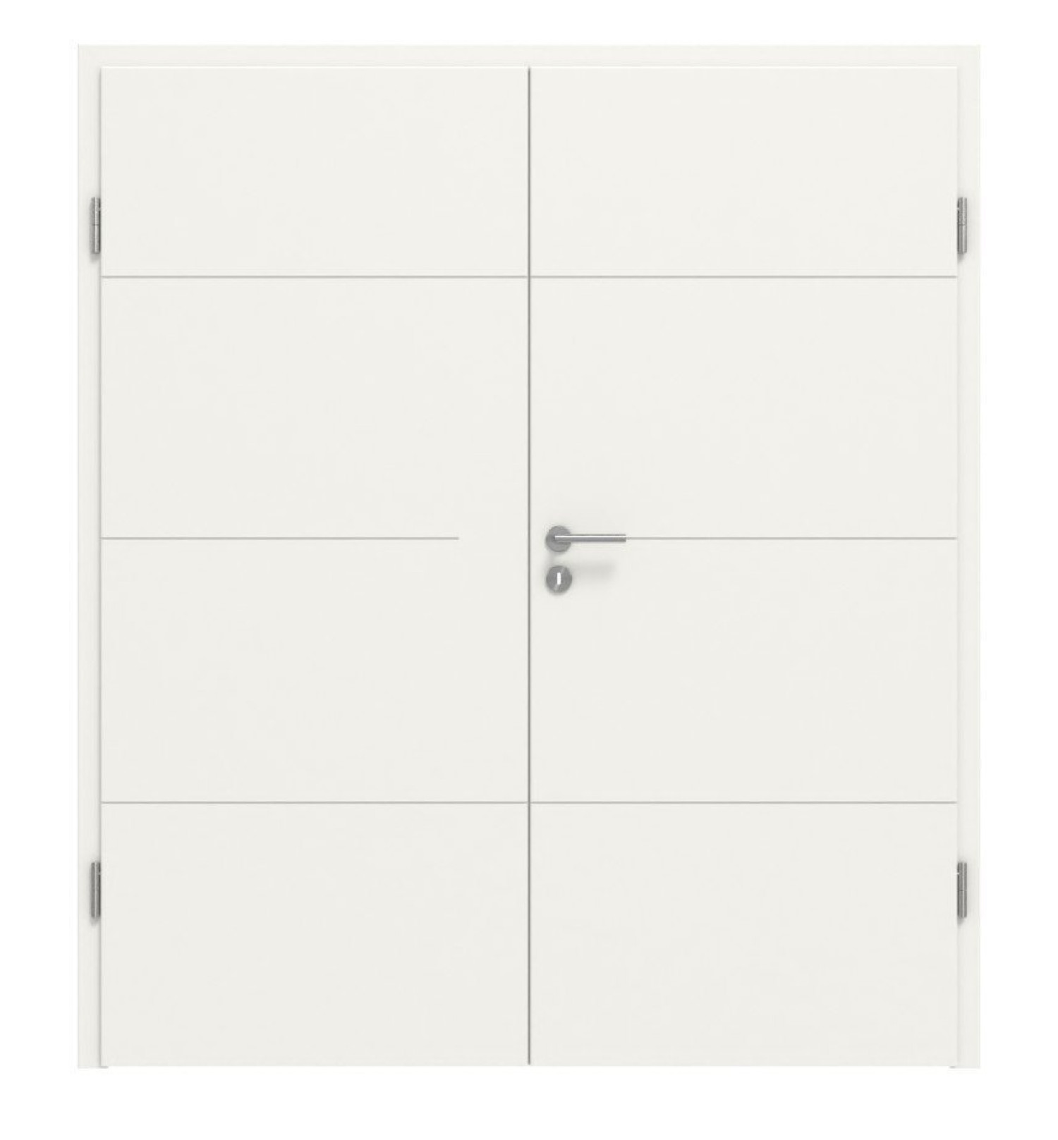 Widok z przodu drzwi podwójnych Signum 34 Basic Lakier Verkehrsweiß RAL 9016 z ościeżnicą - Huga