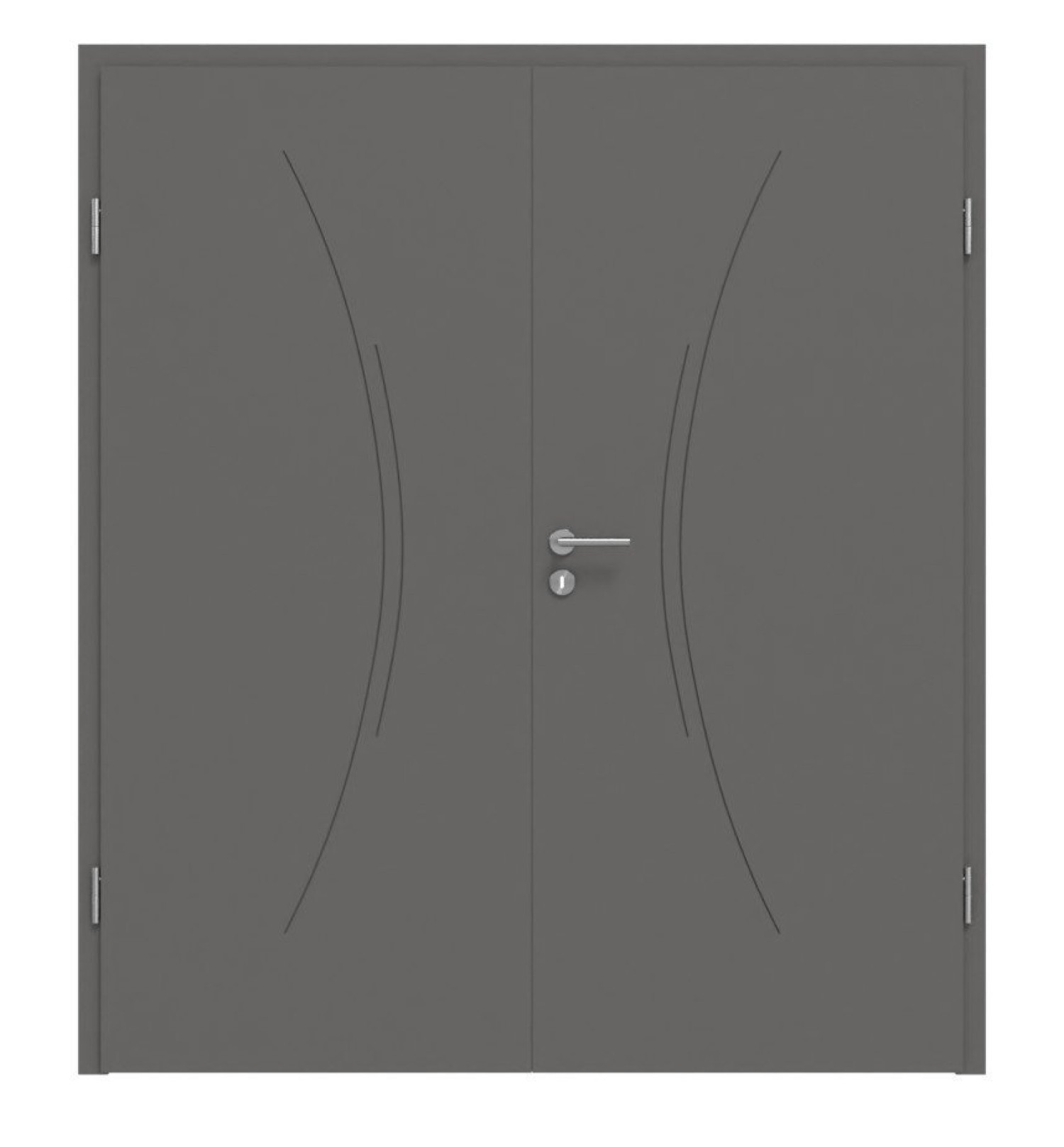 Widok frontowy drzwi podwójnych Huga Signum 49 Hygge szary RAL 7037 Lakier Concept z ościeżnicą