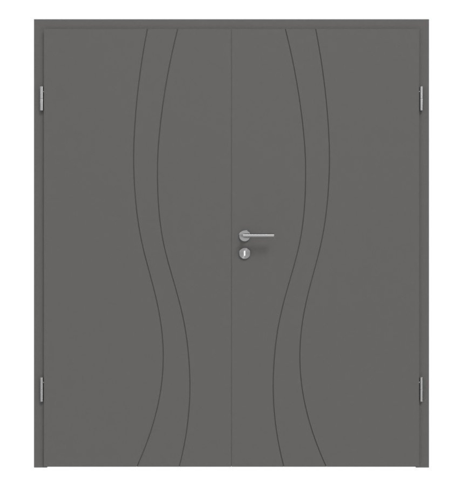 Widok frontowy drzwi podwójnych Huga Signum 51 Hygge szary RAL 7037 Lakier Concept z ościeżnicą