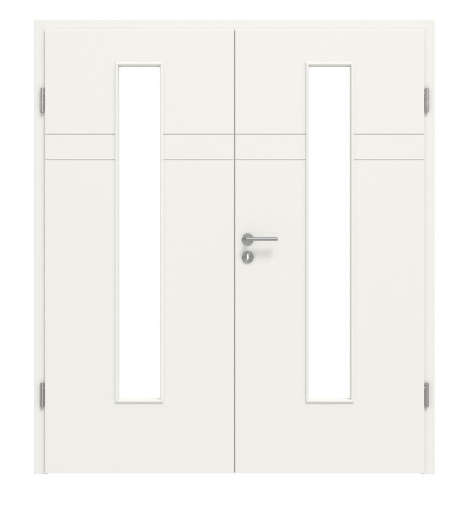 HÖRMANN Drzwi podwójne Groove 78 Weißlack DesignLine z przeszkleniem LA 24 centralnie z ościeżnicą
