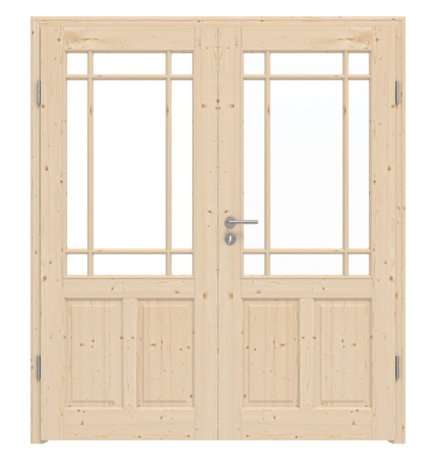 Frontansicht typu 6002-04-SF9 z litego drewna świerkowego podwójnych drzwi w komplecie z ościeżnicą - Radex