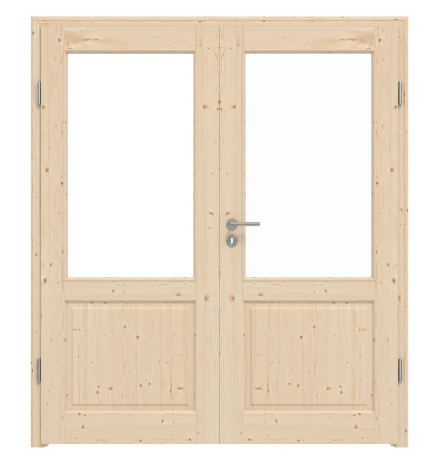 Front view of type 6002-LA spruce solid wood double door including frame - Radex