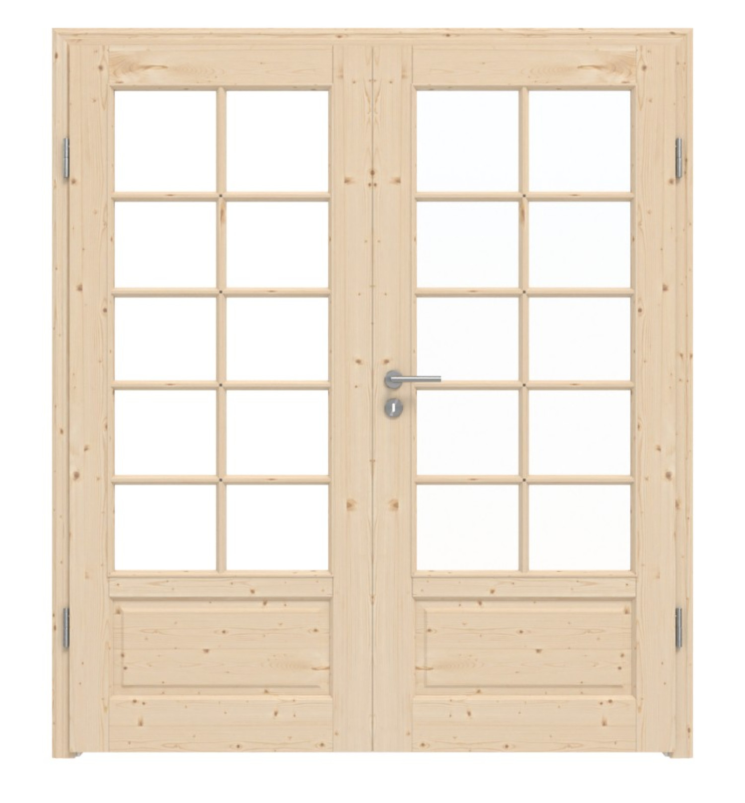 Widok frontowy typu 6002-SP10 świerkowe drzwi podwójne z litego drewna z ościeżnicą - Radex