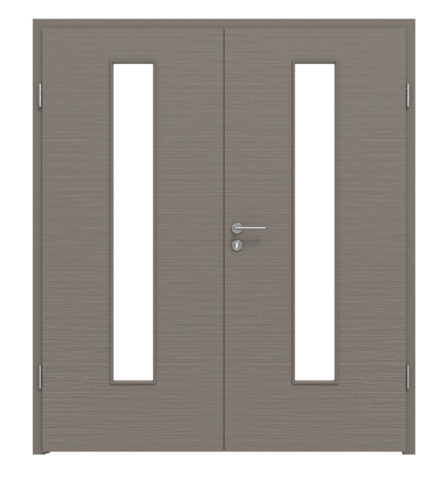 Widok z przodu podwójnych drzwi LA 24 Schiefer Taupe ProLine z ościeżnicą - Hörmann