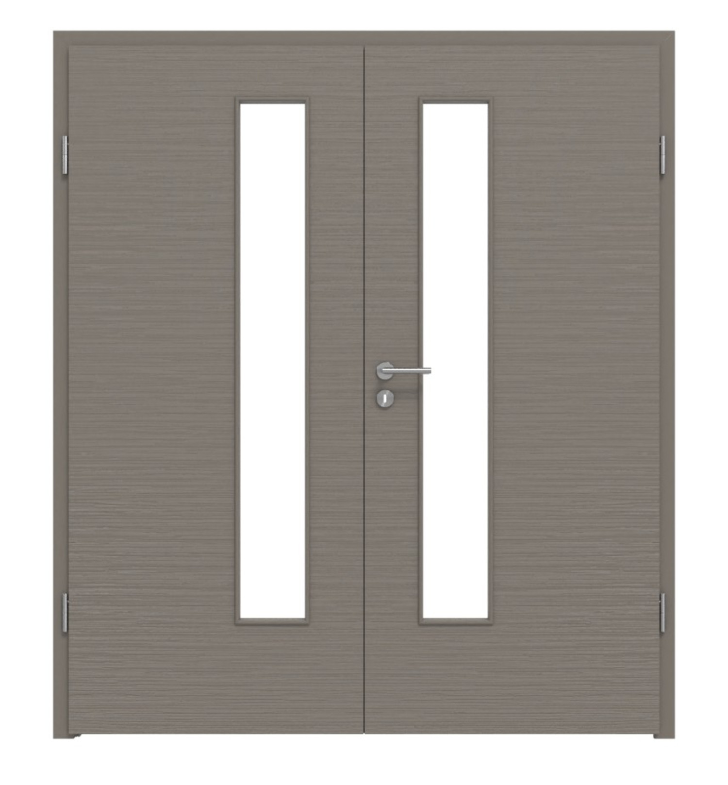 LEBO Drzwi podwójne strukturalne taupe wersja z przeszkleniem LA 24 po stronie zamka z ościeżnicą