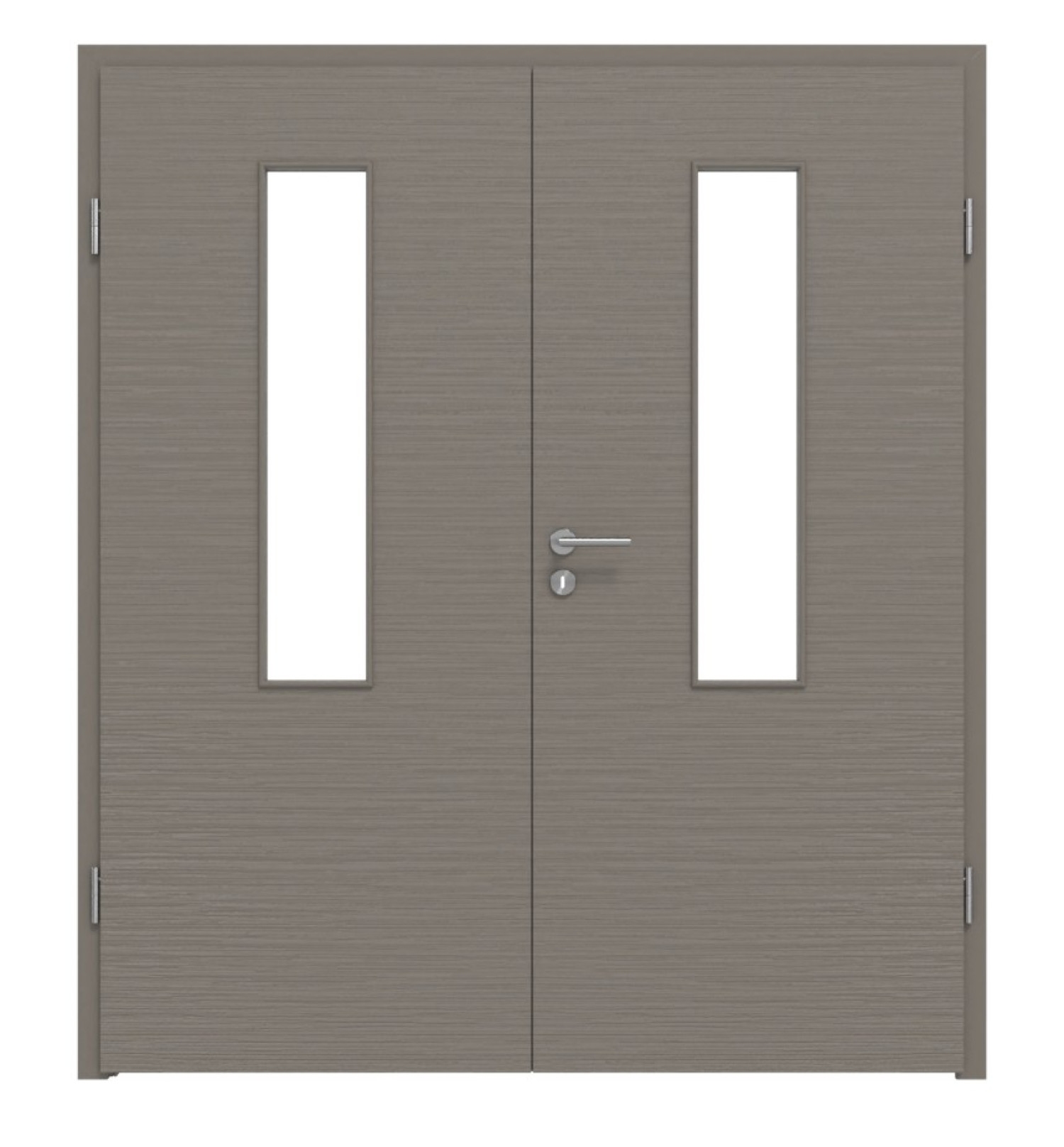 LEBO Drzwi podwójne strukturalne taupe wersja z przeszkleniem LA 4 na środku z ościeżnicą