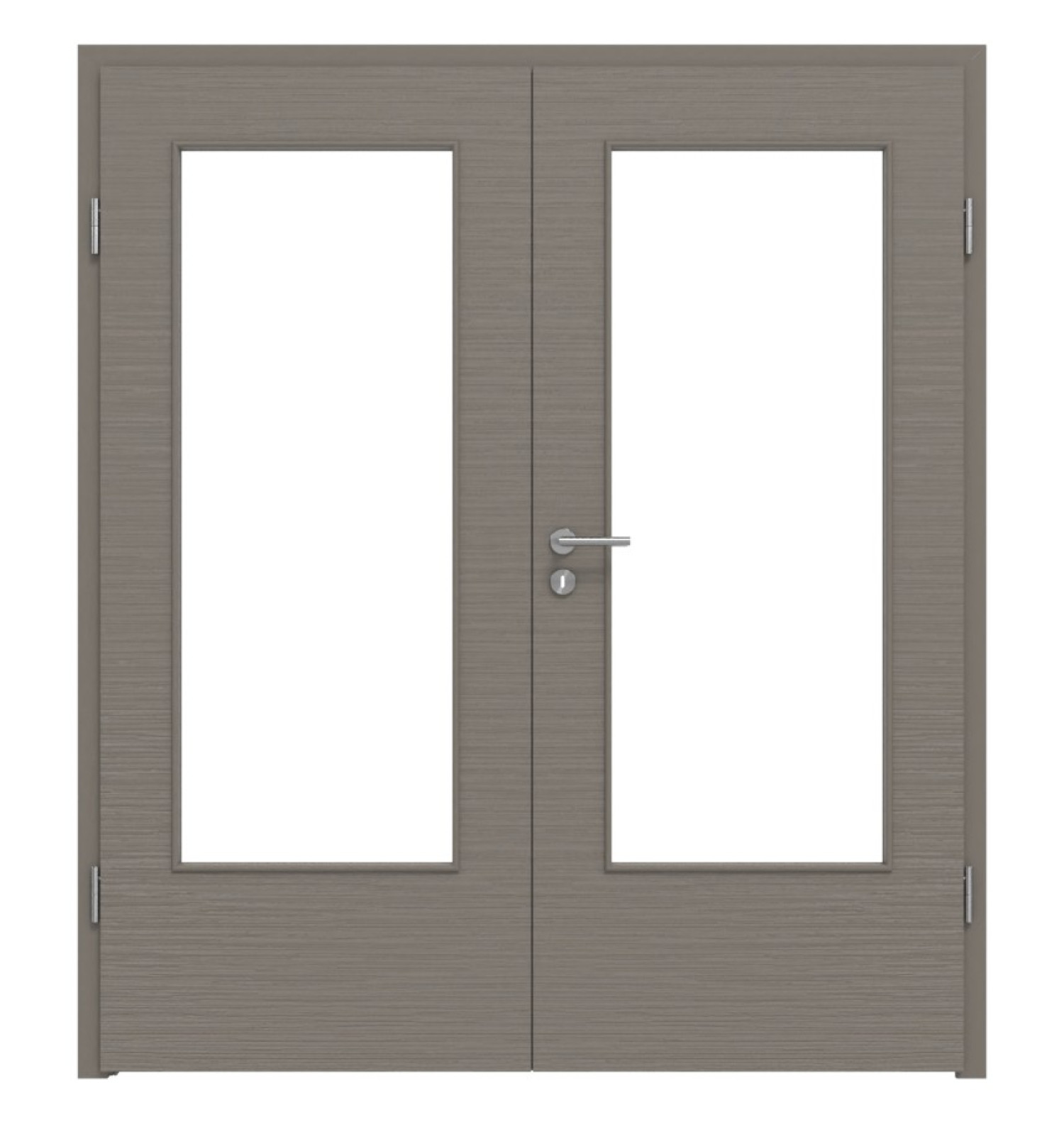 LEBO Drzwi podwójne strukturalne taupe z przeszkleniem LA-DIN z ościeżnicą