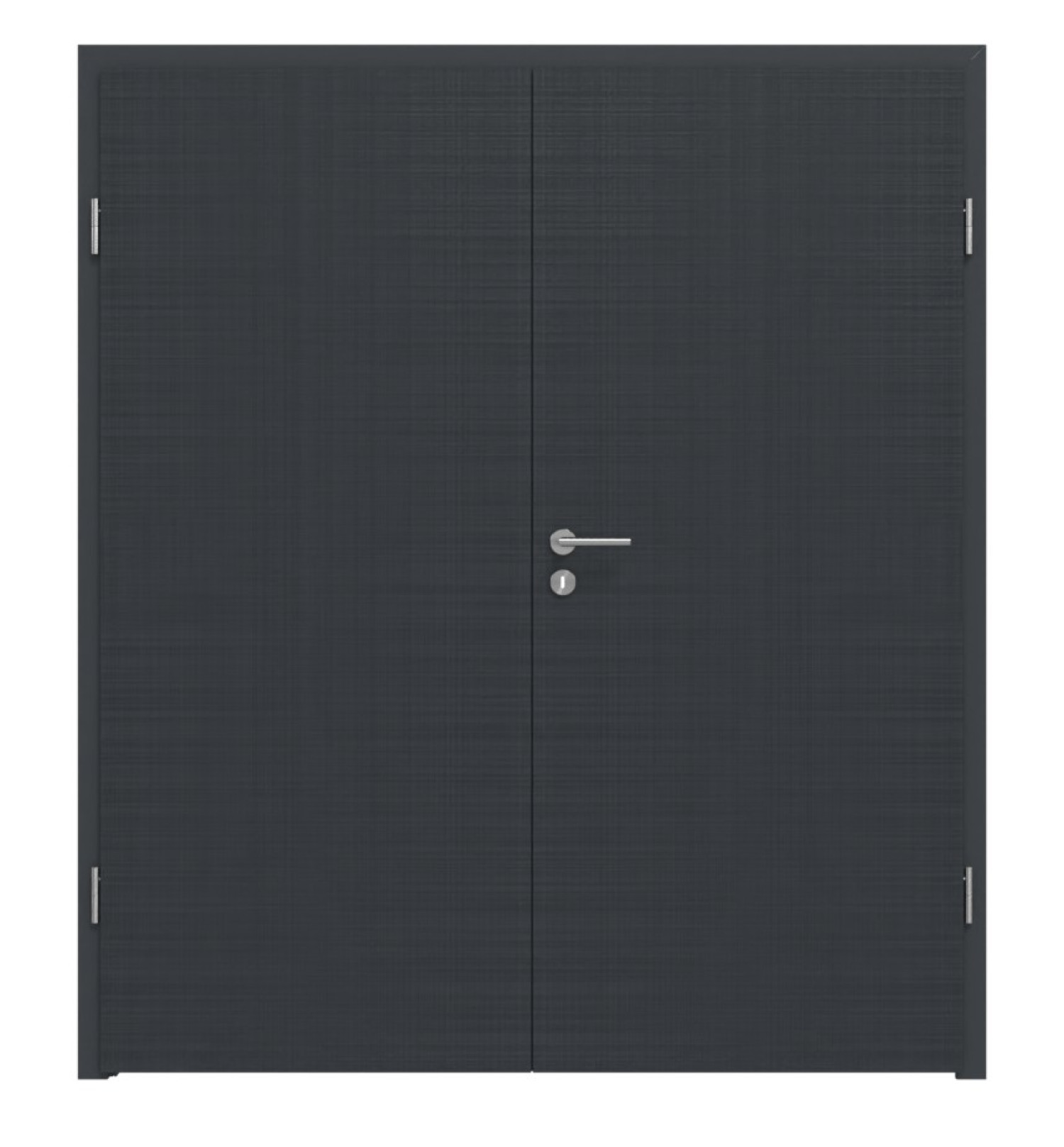 Widok frontowy drzwi podwójnych LEBO Textile Anthrazit podobnych do RAL 7016 Lebosense z ościeżnicą