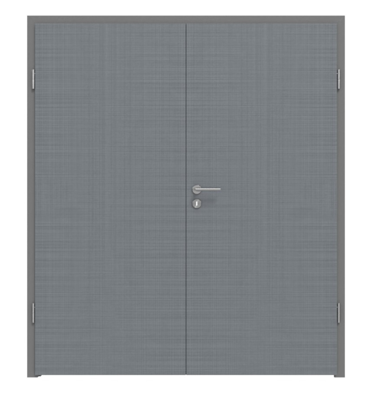 Widok frontowy drzwi podwójnych LEBO Tekstylne Szarość Dust podobna do RAL 7037 Lebosense z ościeżnicą
