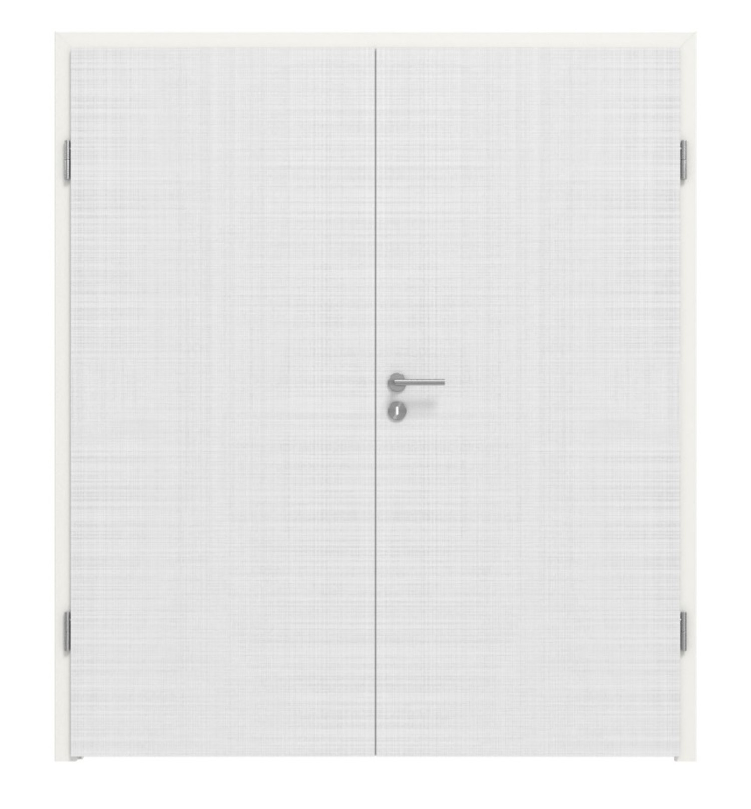 Widok frontowy drzwi podwójnych LEBO Cotton Like Białe podobne do RAL 9016 z ościeżnicą