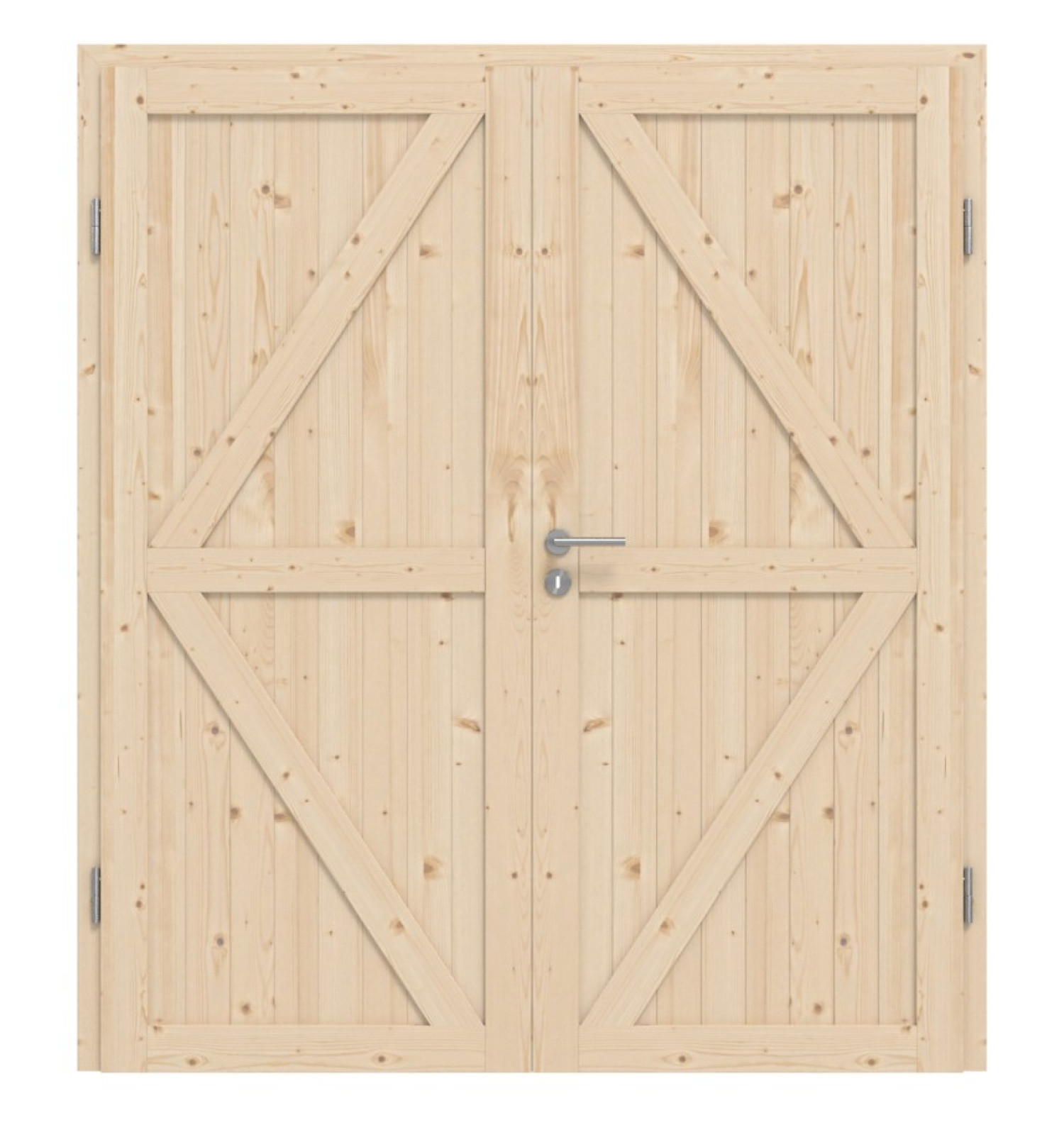 Widok z przodu drzwi podwójnych Loft II z litego drewna świerkowego z ościeżnicą - Radex