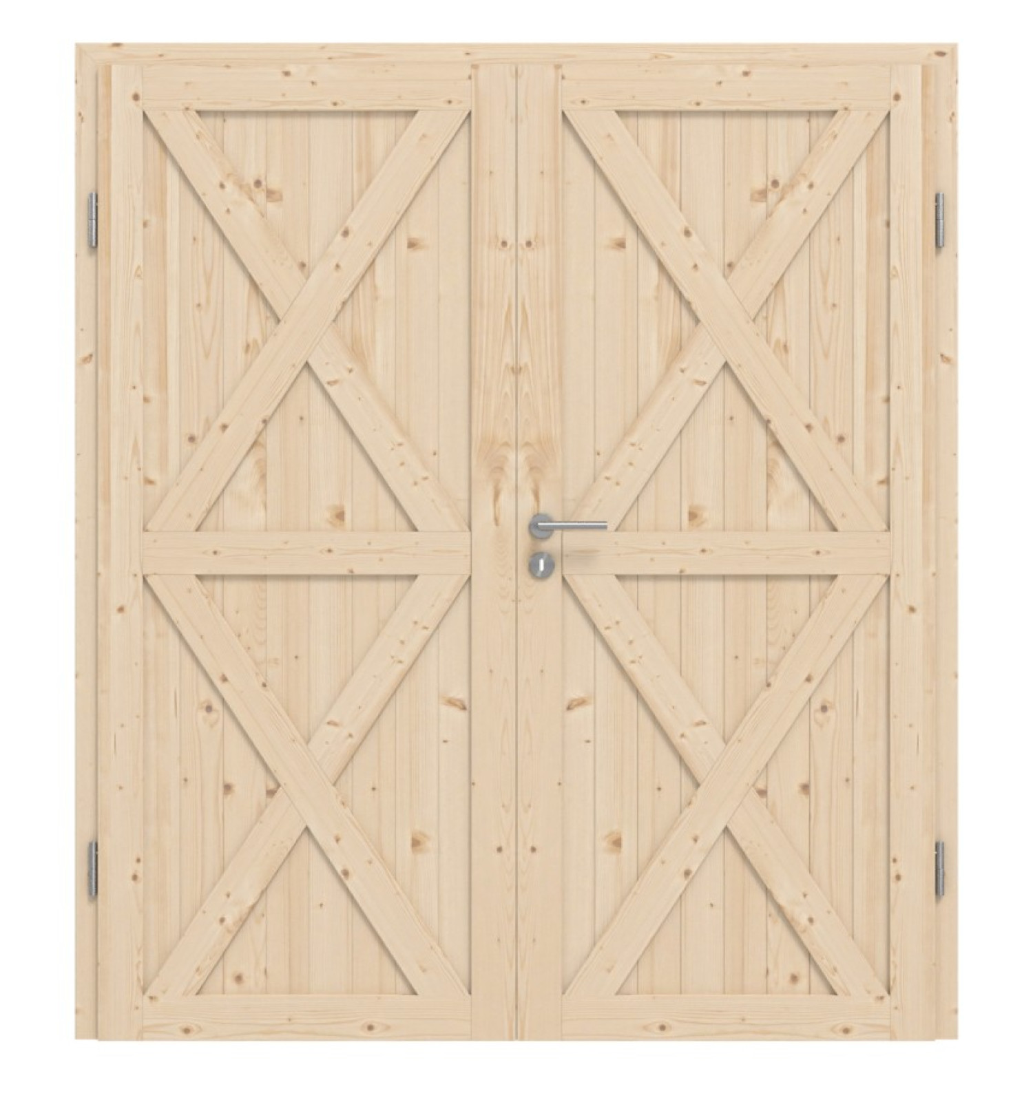 Widok z przodu drzwi podwójnych Loft XX z litego drewna świerkowego z ościeżnicą - Radex