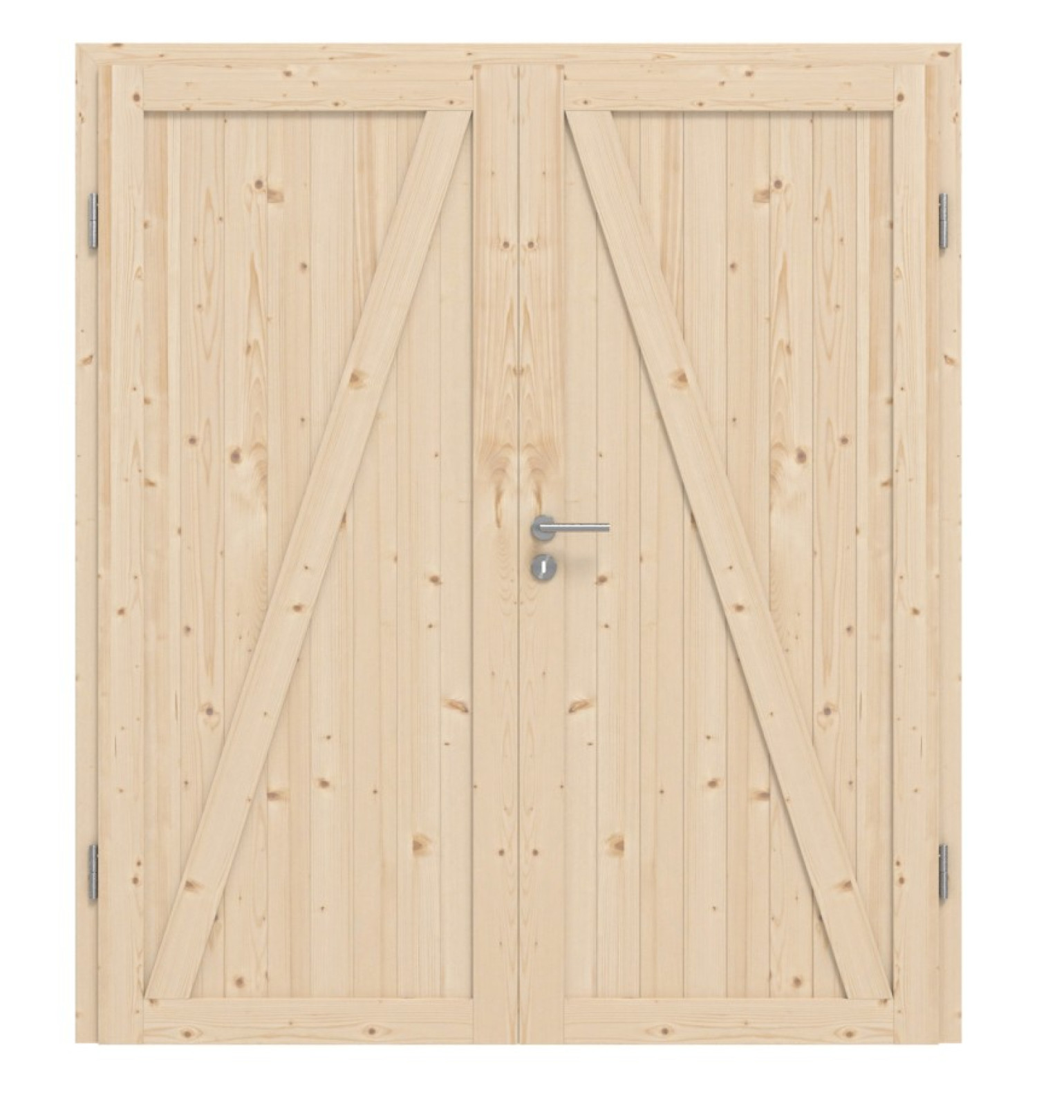 Front view of Loft Z solid pine double door including frame - Radex