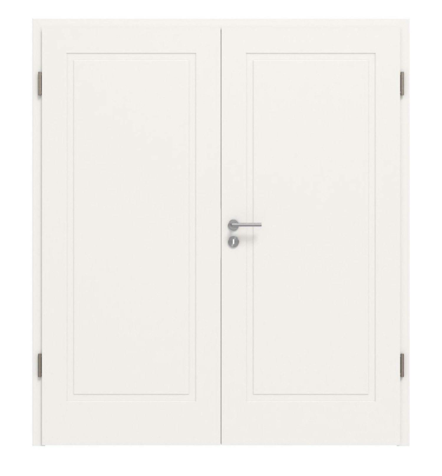 Widok frontowy drzwi podwójnych Lacuna 1 Classic Białe lakierowane z ościeżnicą - Huga