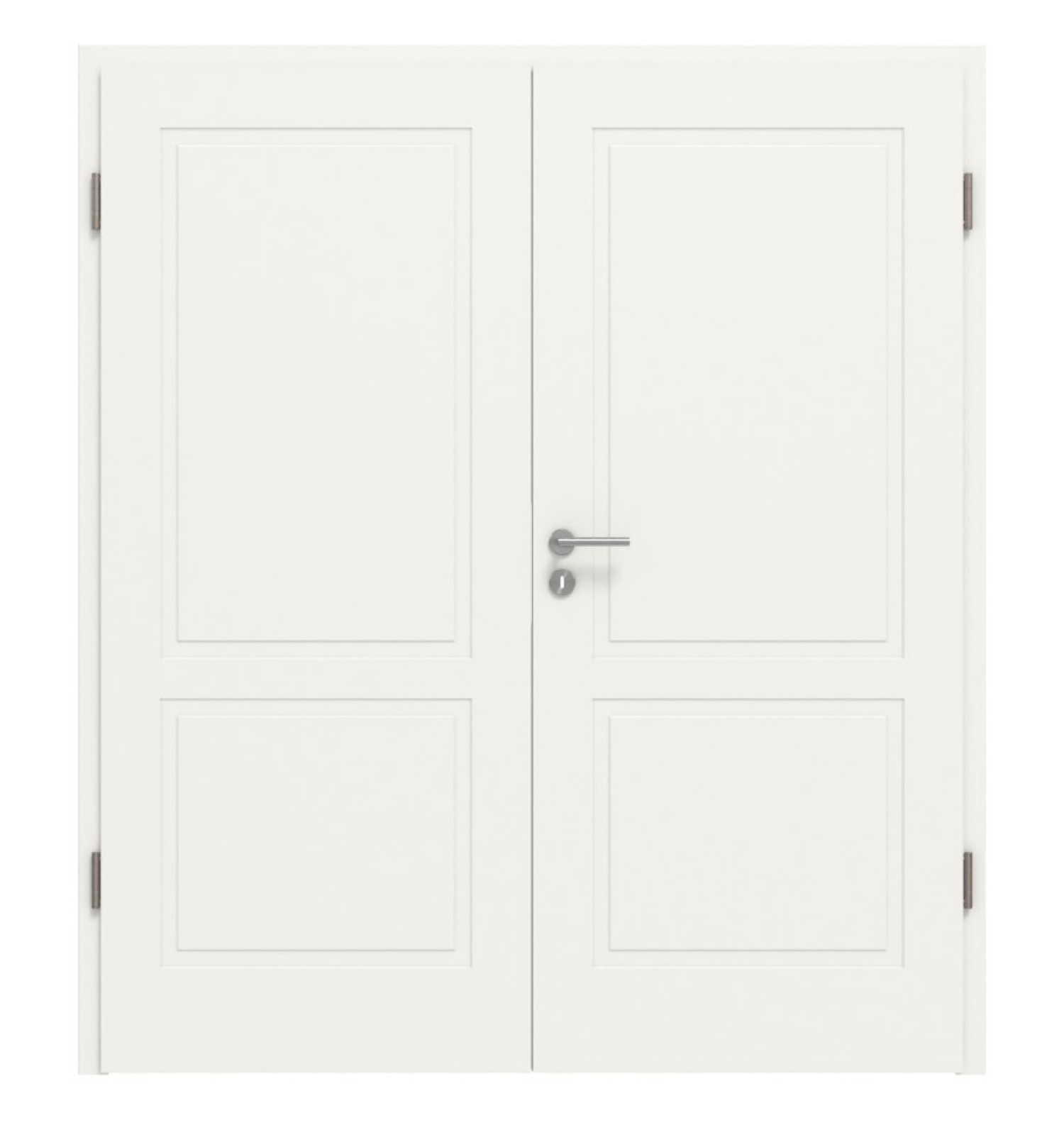 Widok frontowy drzwi podwójnych Lacuna 2 Classic białe lakierowane z ościeżnicą - Huga