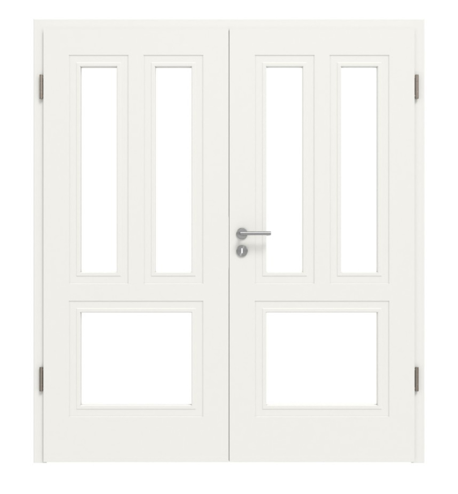 Widok frontowy drzwi podwójnych Lacuna 3 LA Classic białe lakierowane z ościeżnicą - Huga