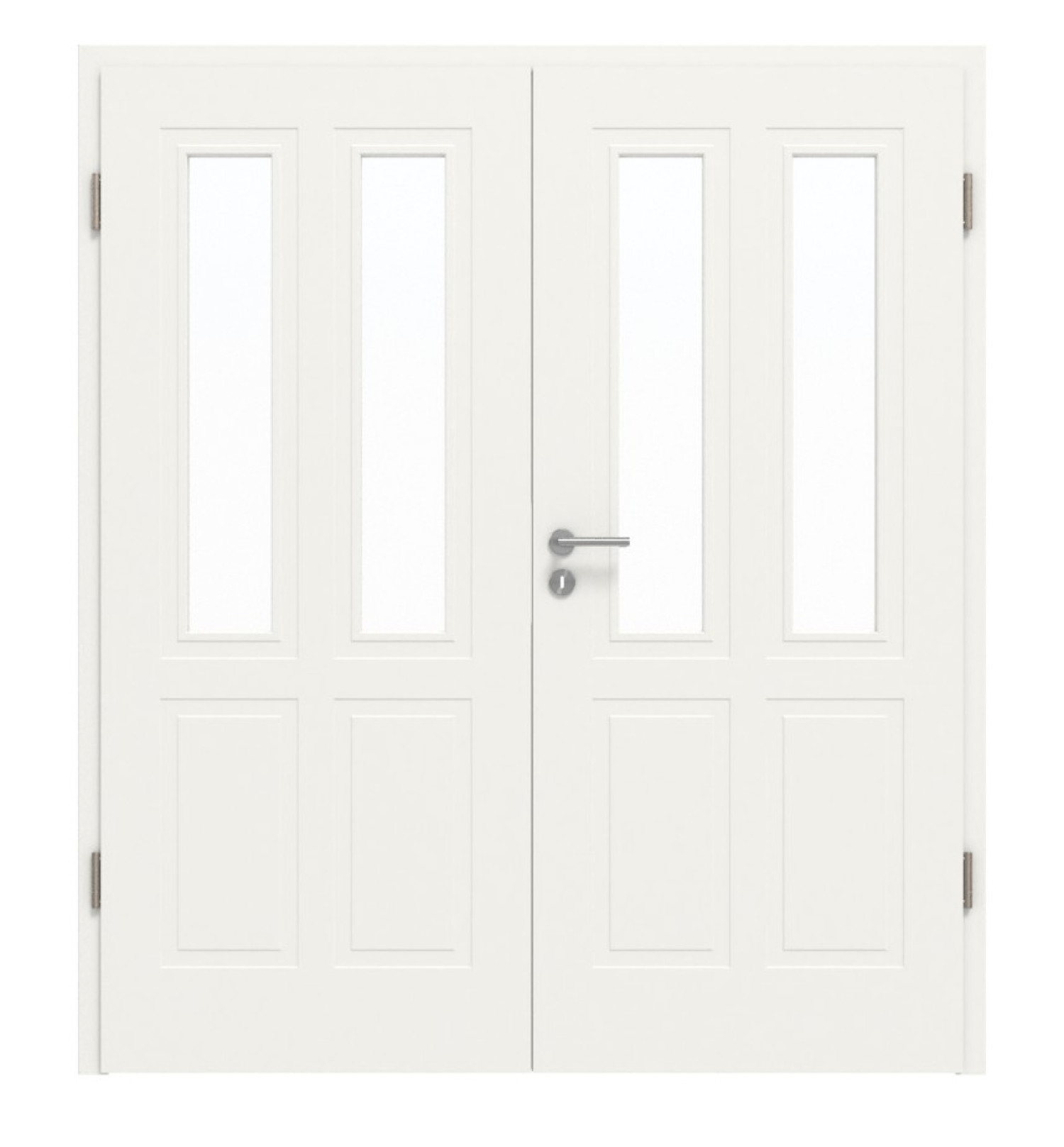 Widok frontowy Lacuna 4 LA Classic Biała lakierowana podwójna drzwi z ościeżnicą - Huga