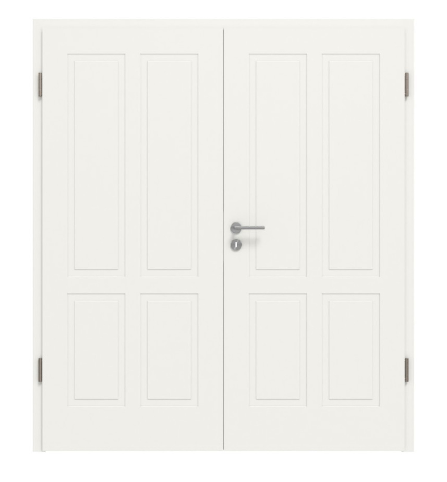 Widok frontowy drzwi podwójnych Lacuna 4 Classic białe lakierowane z ościeżnicą - Huga