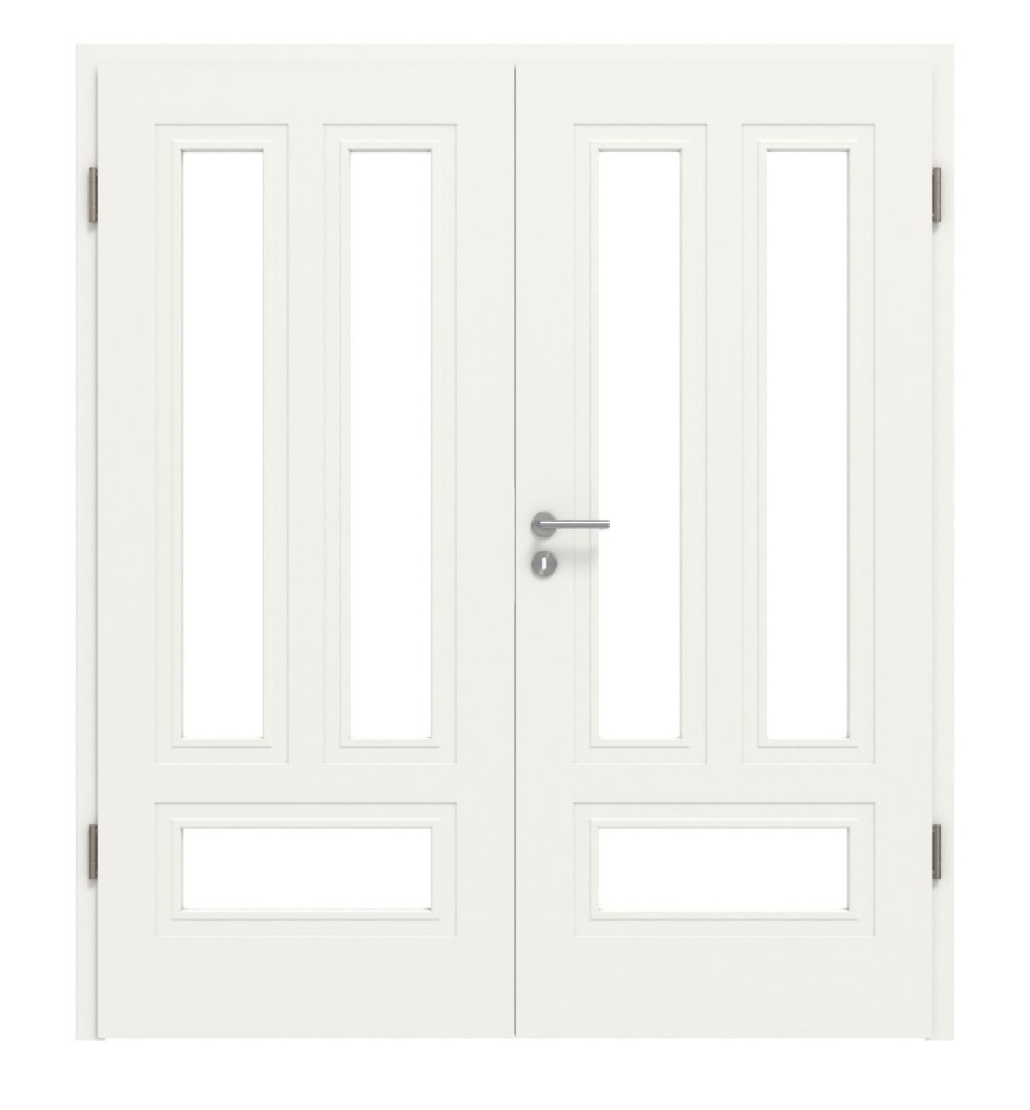 Widok frontowy drzwi podwójnych Lacuna 5 LA Classic białe lakierowane z ościeżnicą - Huga