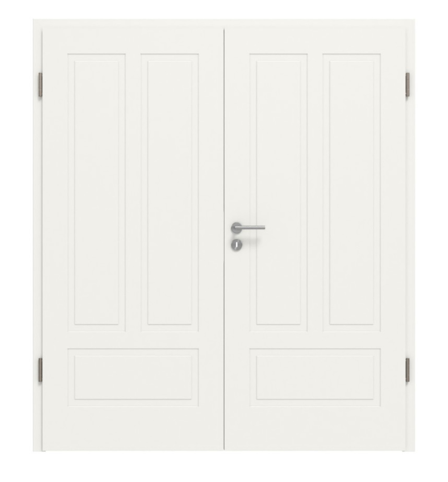 Widok frontowy drzwi podwójnych Lacuna 5 Classic białe lakierowane z ościeżnicą - Huga