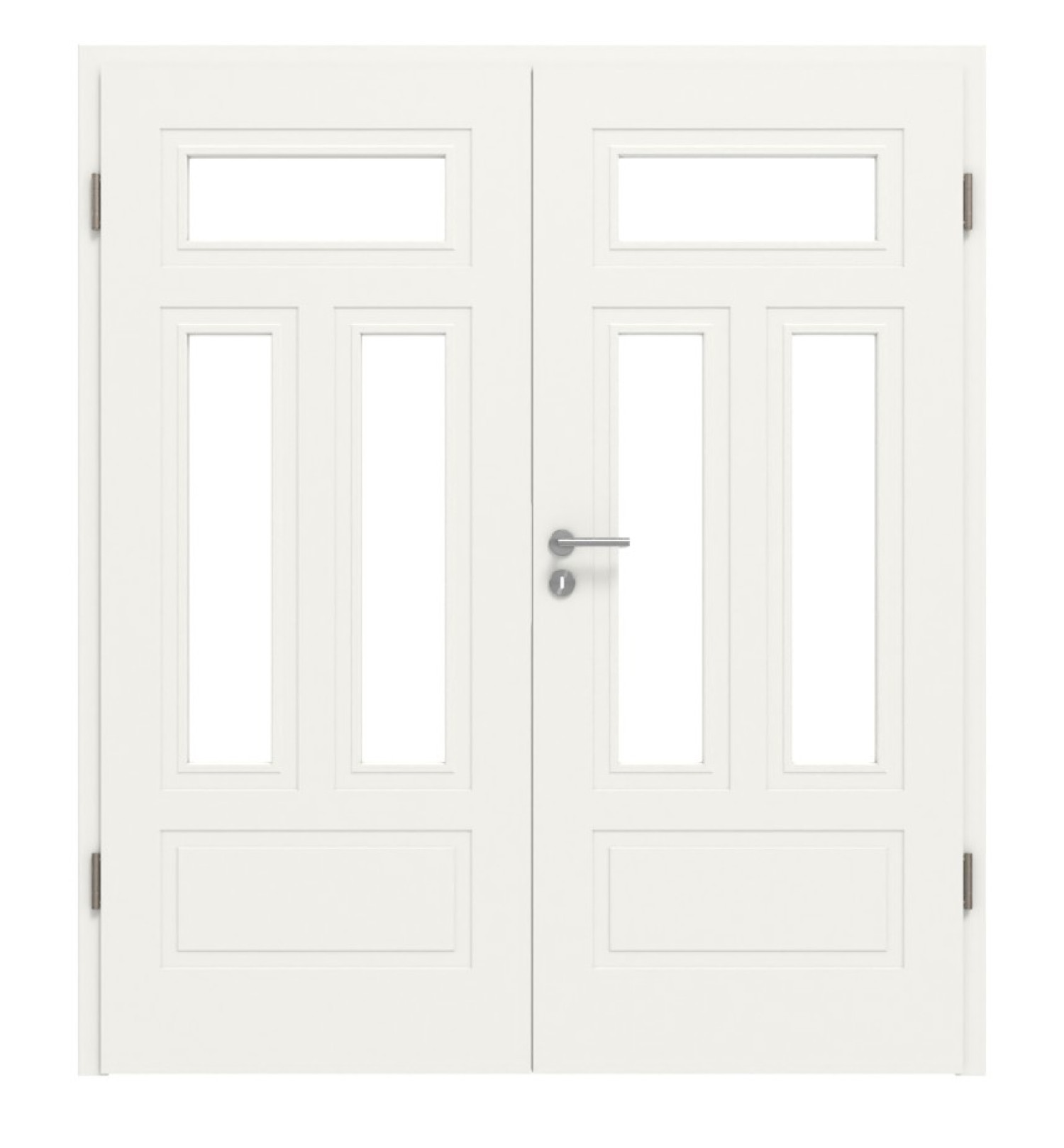 Widok frontowy drzwi podwójnych Lacuna 6 LA 2 Classic białe lakierowane z ościeżnicą - Huga