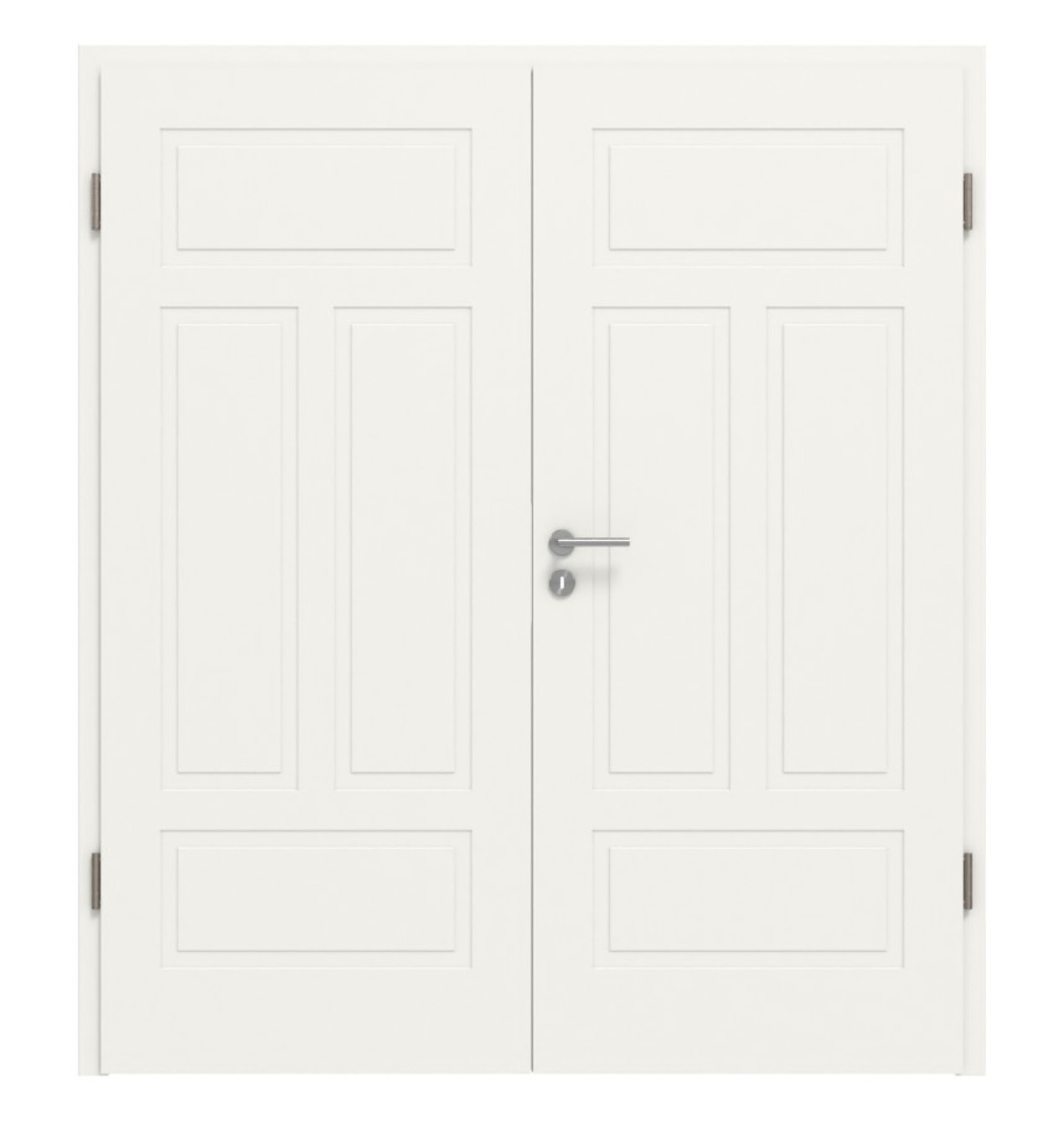 Widok frontowy drzwi podwójnych Lacuna 6 Classic Białe lakierowane z ościeżnicą - Huga
