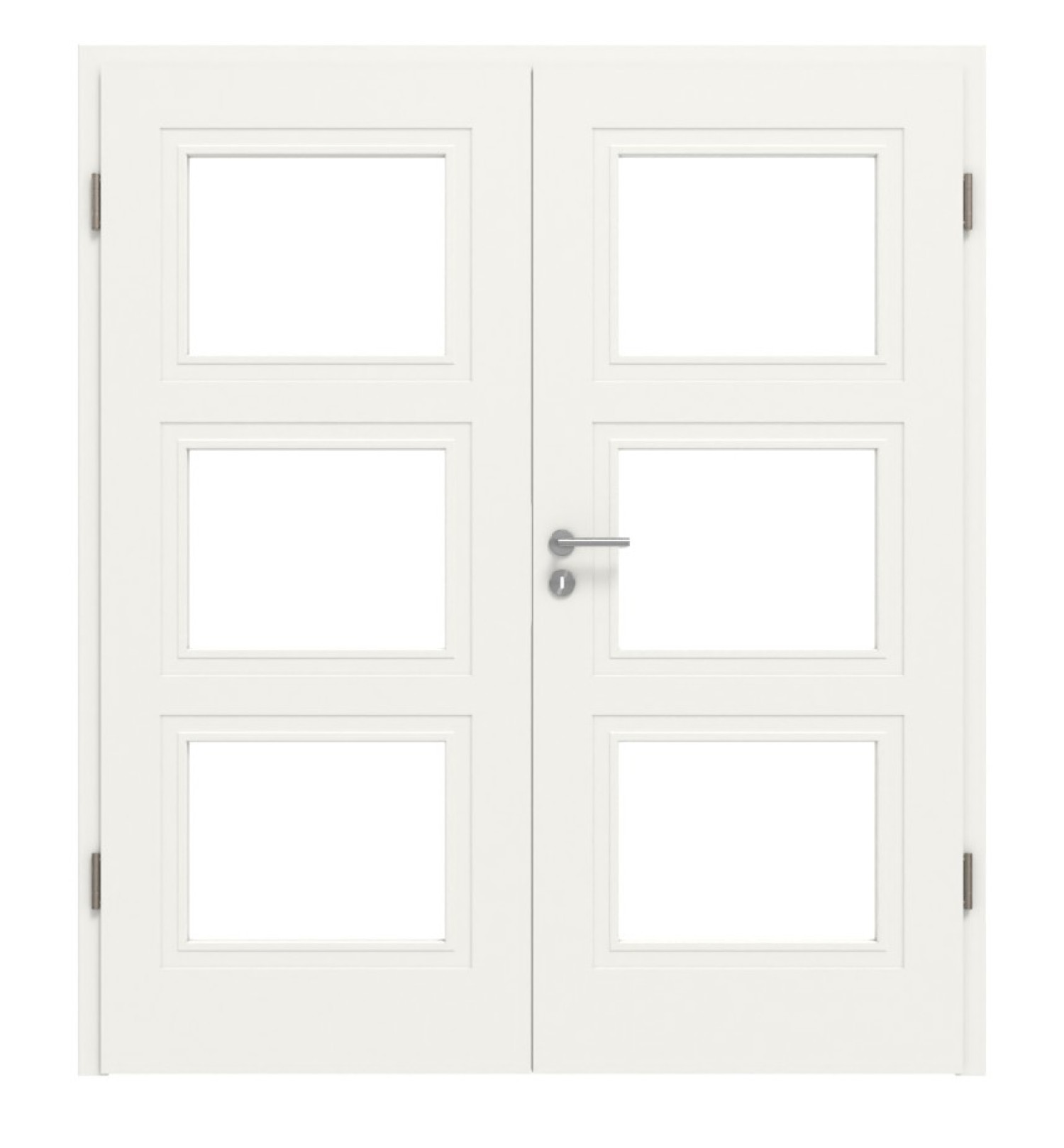 Widok frontowy drzwi podwójnych Lacuna 7 LA Classic białe lakierowane z ościeżnicą - Huga