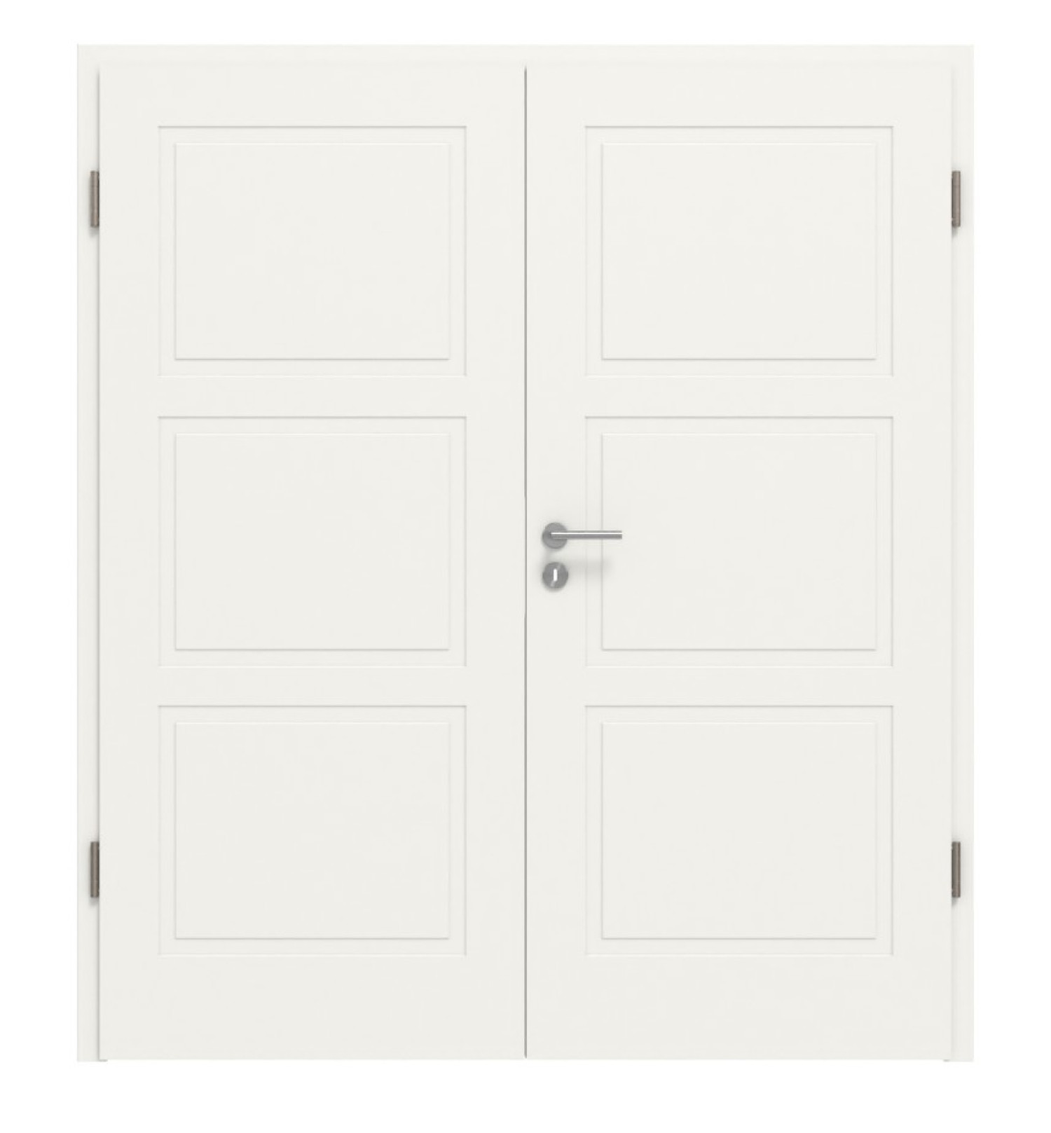 Widok frontowy drzwi podwójnych Lacuna 7 Classic białe lakierowane z ościeżnicą - Huga