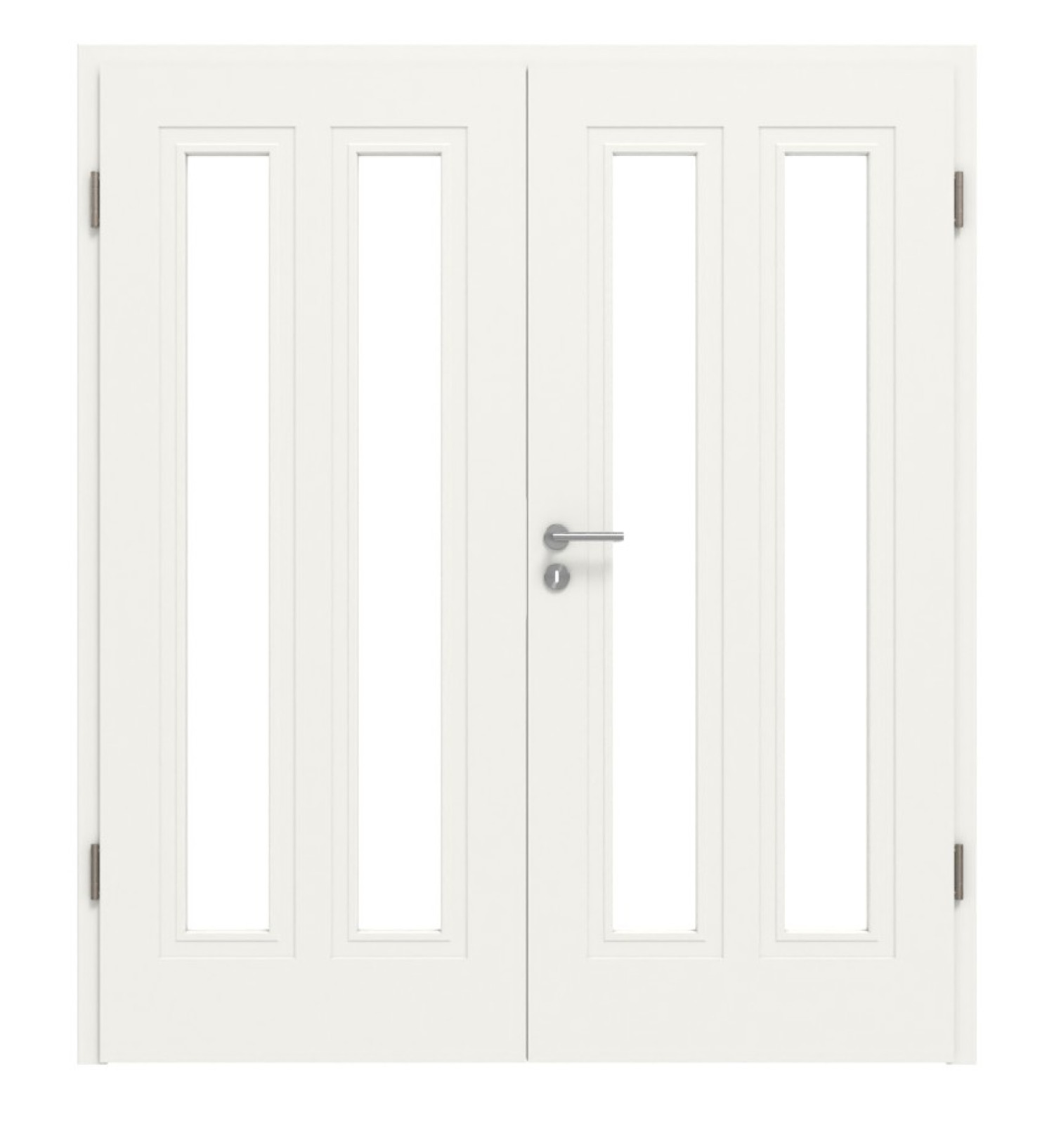 Widok frontowy drzwi podwójnych Lacuna 8 LA Classic białe lakierowane z ościeżnicą - Huga