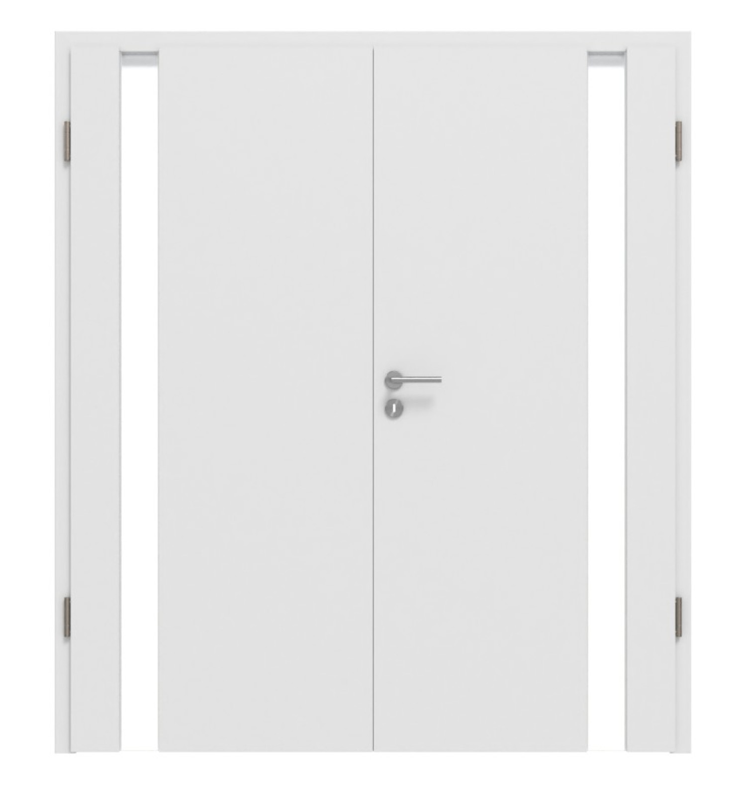 HÖRMANN Drzwi podwójne Pure 1 Bütte Biały Duradecor DesignLine z przeszkleniem po stronie zawiasów z ościeżnicą