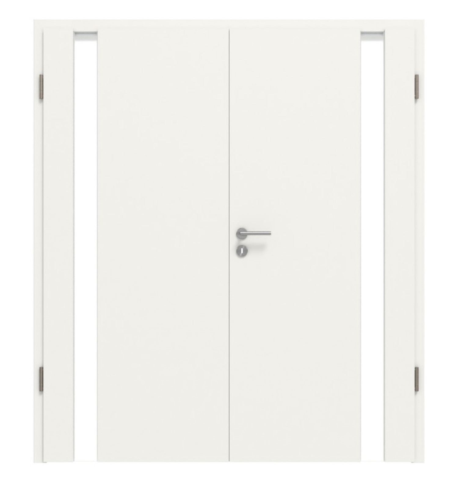 HÖRMANN Drzwi podwójne Pure 1 Biały RAL 9016 Duradecor DesignLine z przeszkleniem Strona zawiasów z ościeżnicą