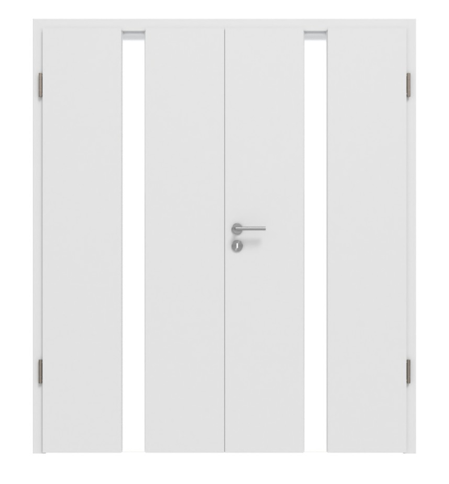 HÖRMANN Drzwi podwójne Pure 1 Bütte Biały Duradecor DesignLine ze szklonym otworem pośrodku z ościeżnicą