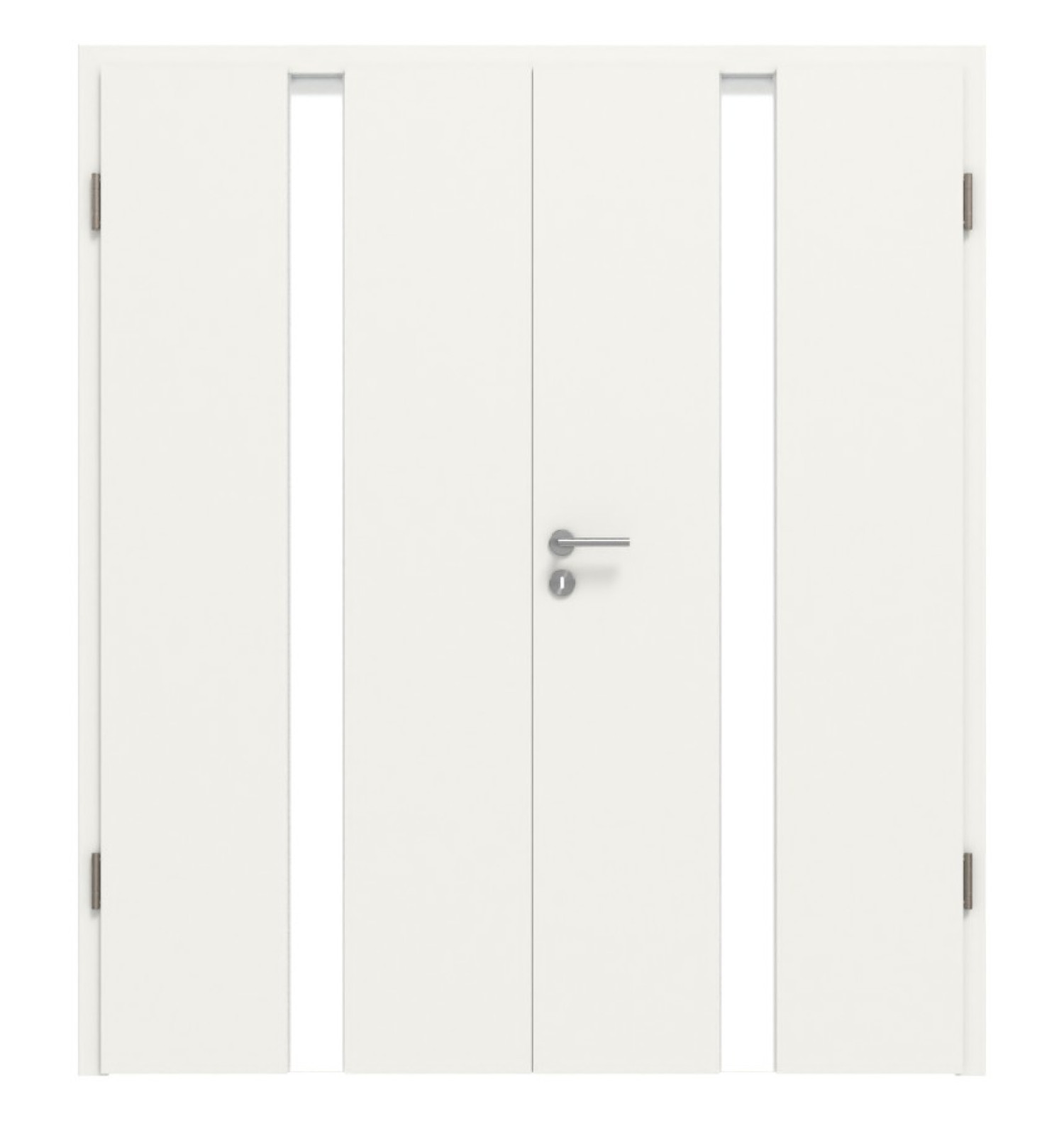 HÖRMANN Drzwi podwójne Pure 1 Biały sygnałowy RAL 9016 Duradecor DesignLine z przeszkleniem centralnym z ościeżnicą