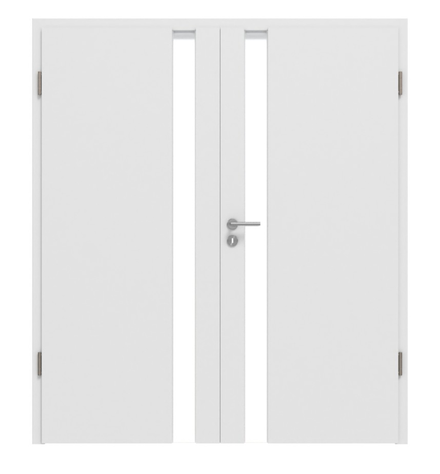 HÖRMANN Drzwi podwójne Pure 1 Bütte Biały Duradecor DesignLine z przeszkleniem po stronie zamka z ościeżnicą