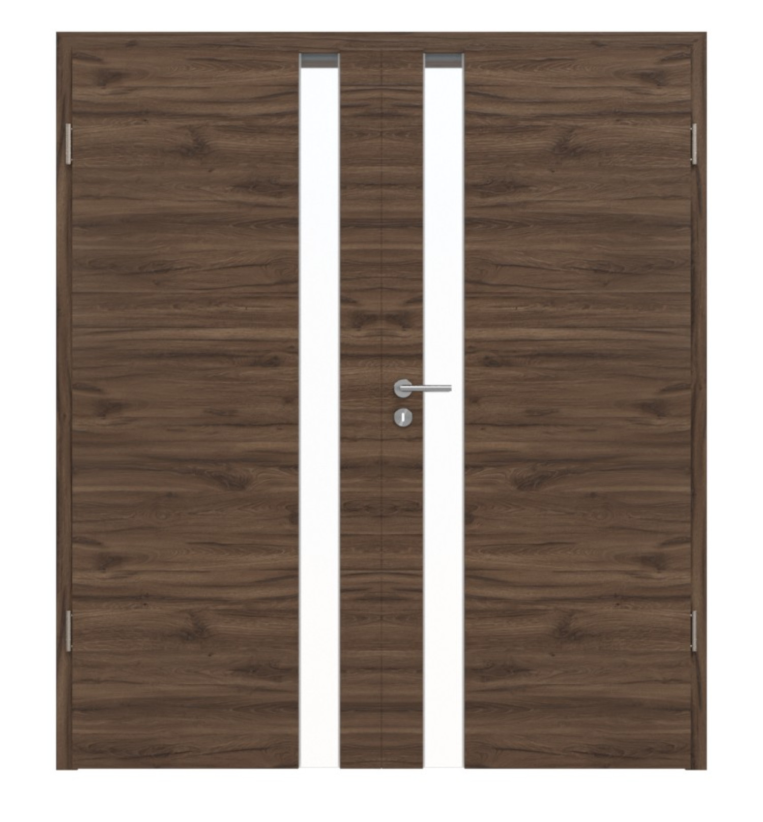 Drzwi podwójne HÖRMANN Pure 1 z dębu alpejskiego poziome Duradecor DesignLine z przeszkleniem po stronie zamka z ościeżnicą