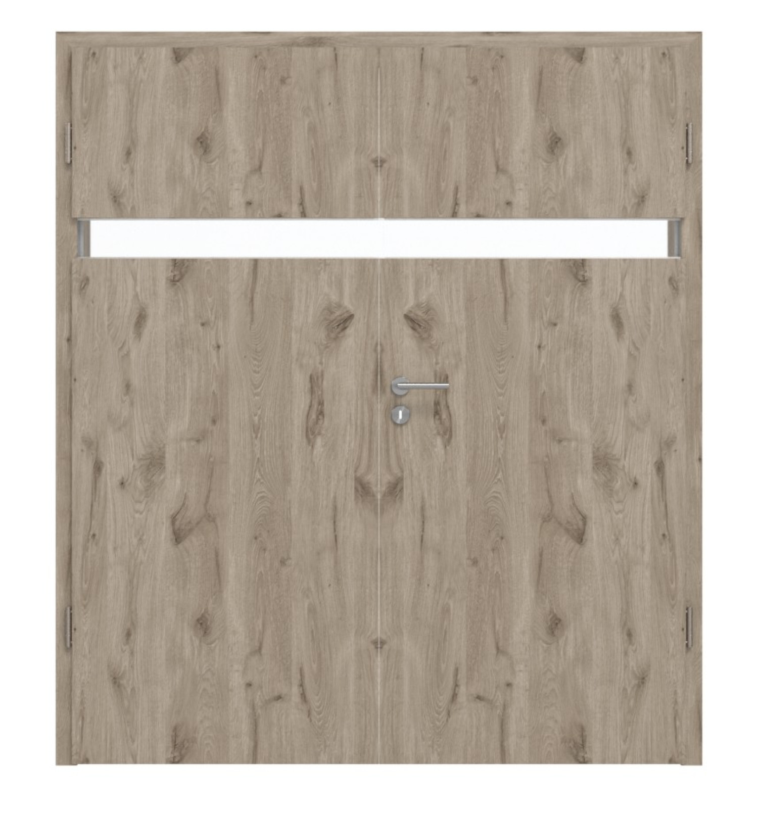 Drzwi podwójne HÖRMANN Pure 1 z dębu północnego Duradecor DesignLine z poziomym przeszkleniem z ościeżnicą