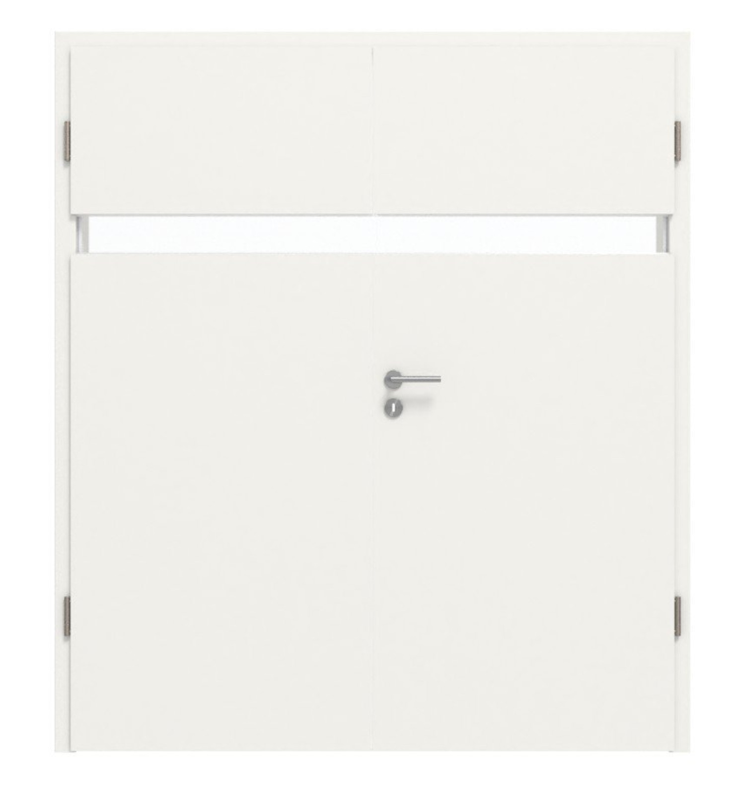 Widok z przodu drzwi podwójnych Smart 1 poziomych Basic Białe lakierowane z ościeżnicą - Huga